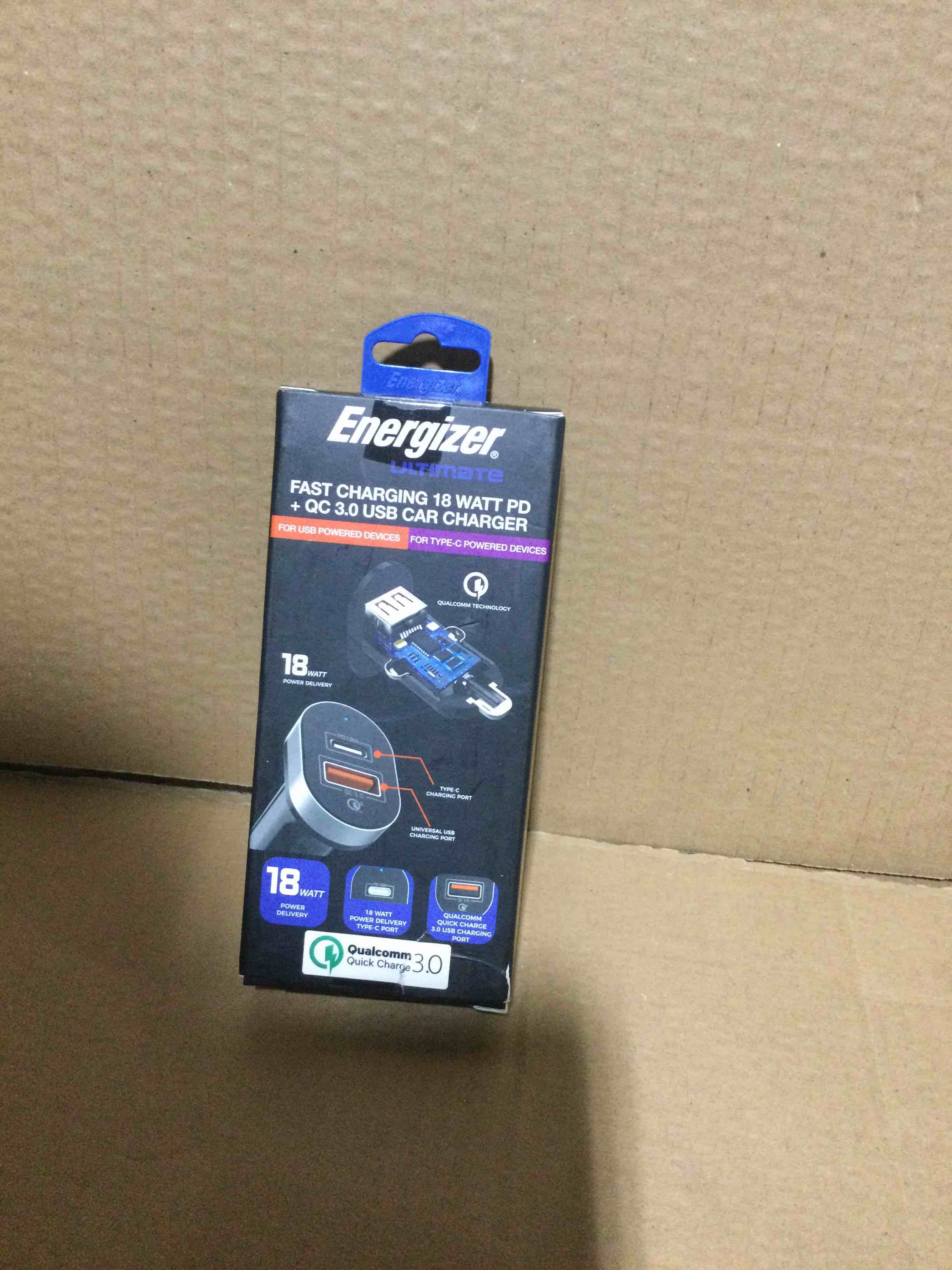 Condition photo showing Good Condition for lot of 2 Energizer 18 Watt 3.0 Car Charger Black
