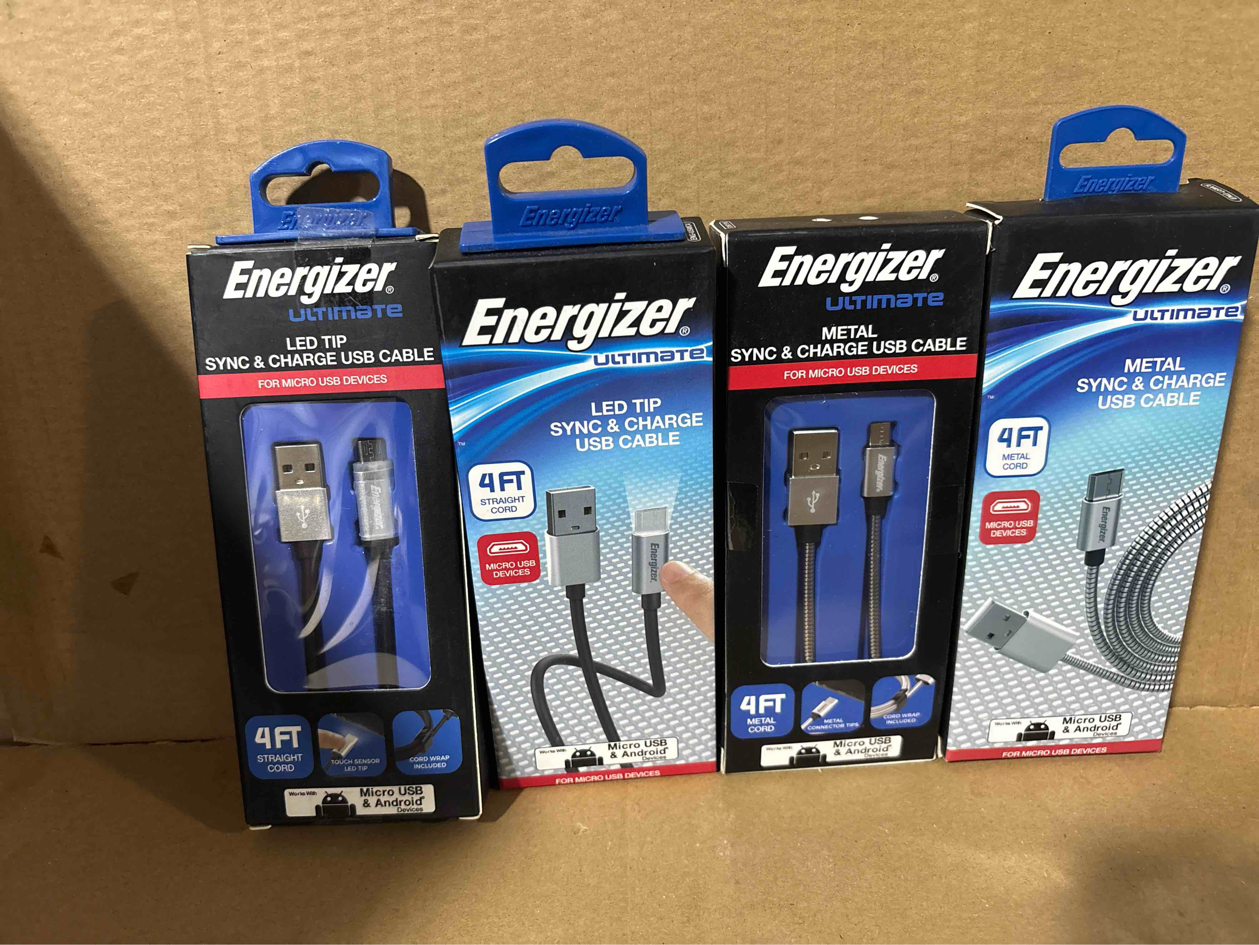 set of 4 Energizer / Eveready EU Micro USB Cable 4ft SL ENGUSMC6