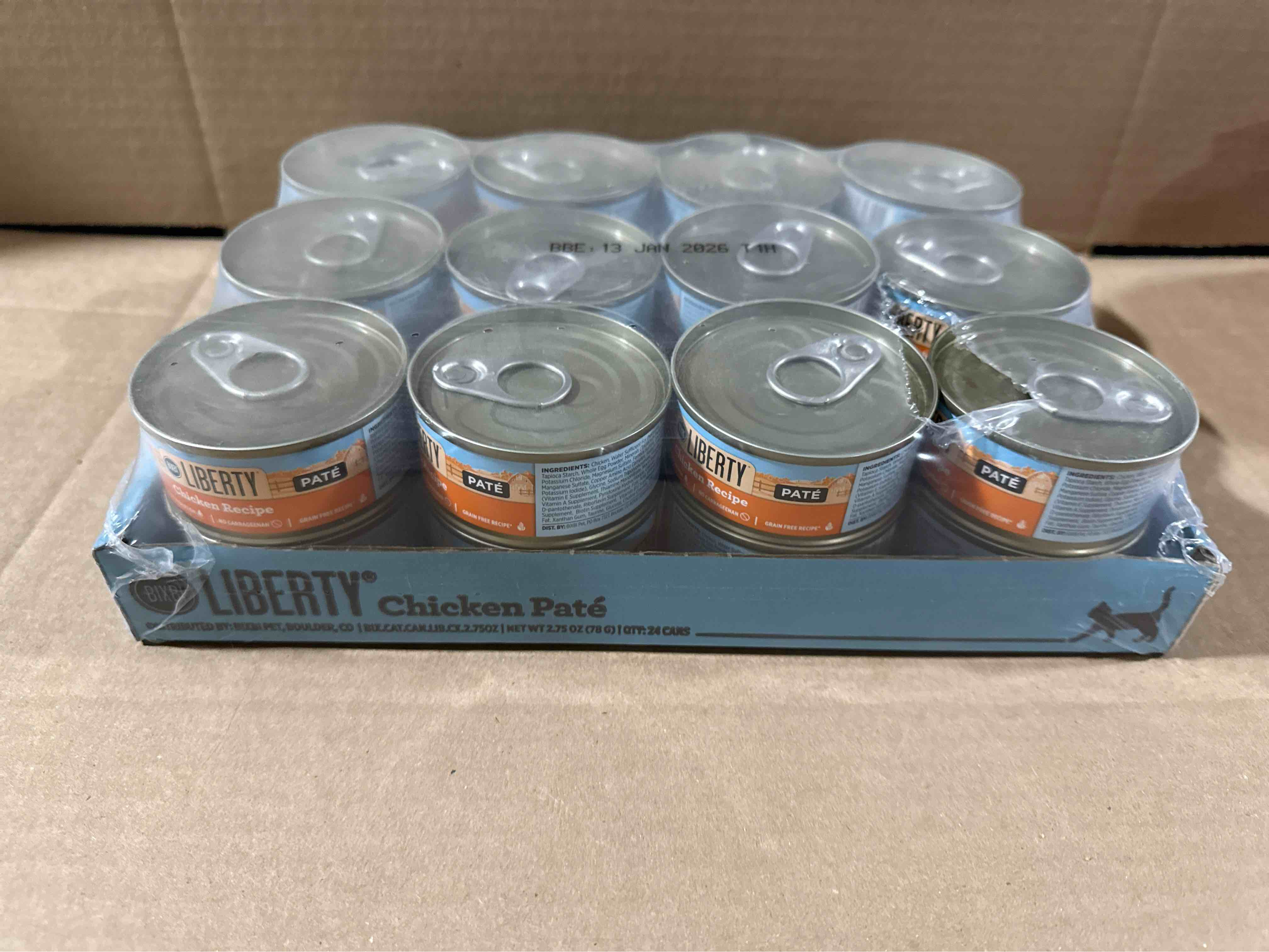 Case of 24 Bixbi liberty chicken pate wet cat food case of 24 
