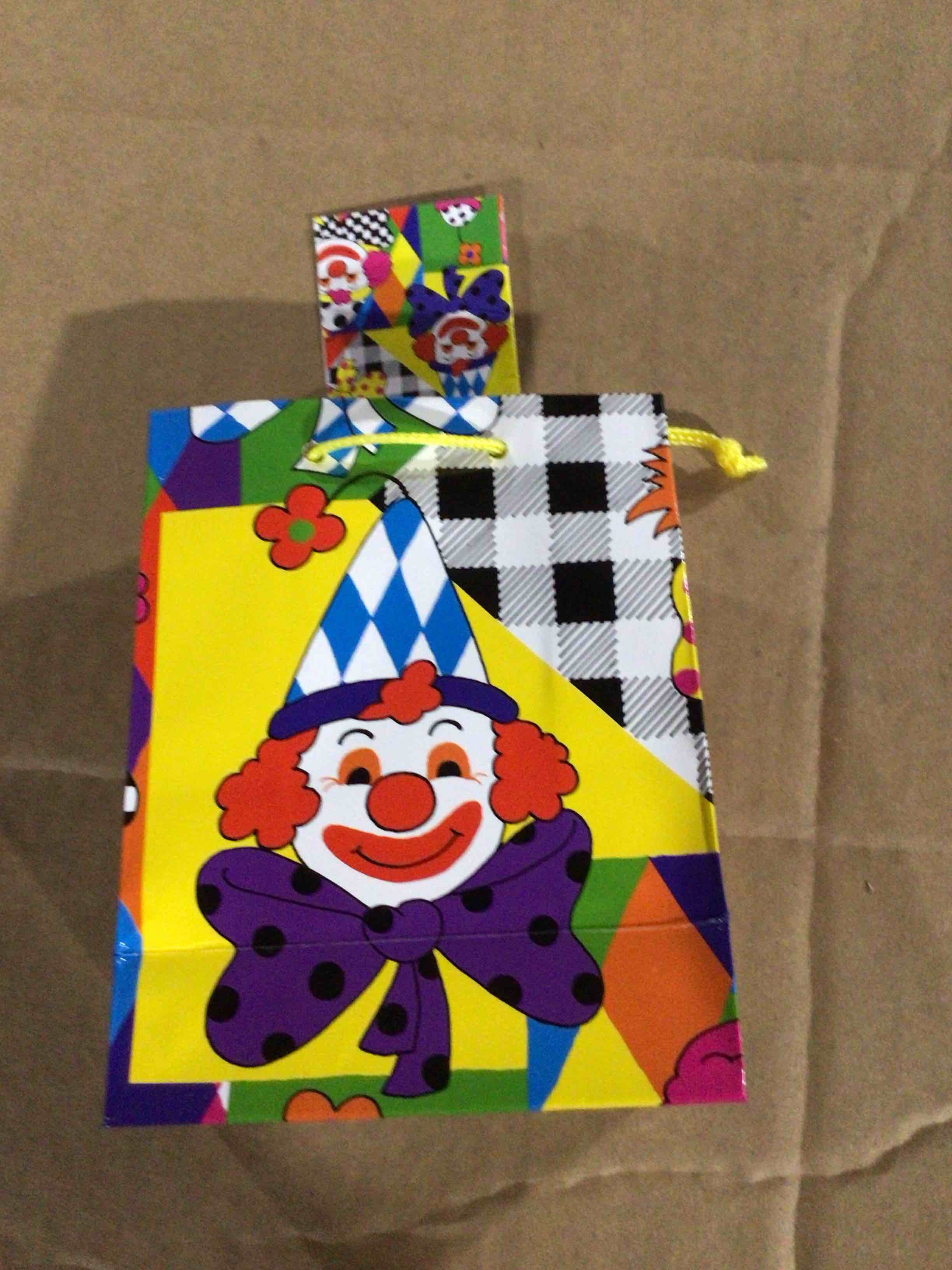 Retro clown themed gift bag