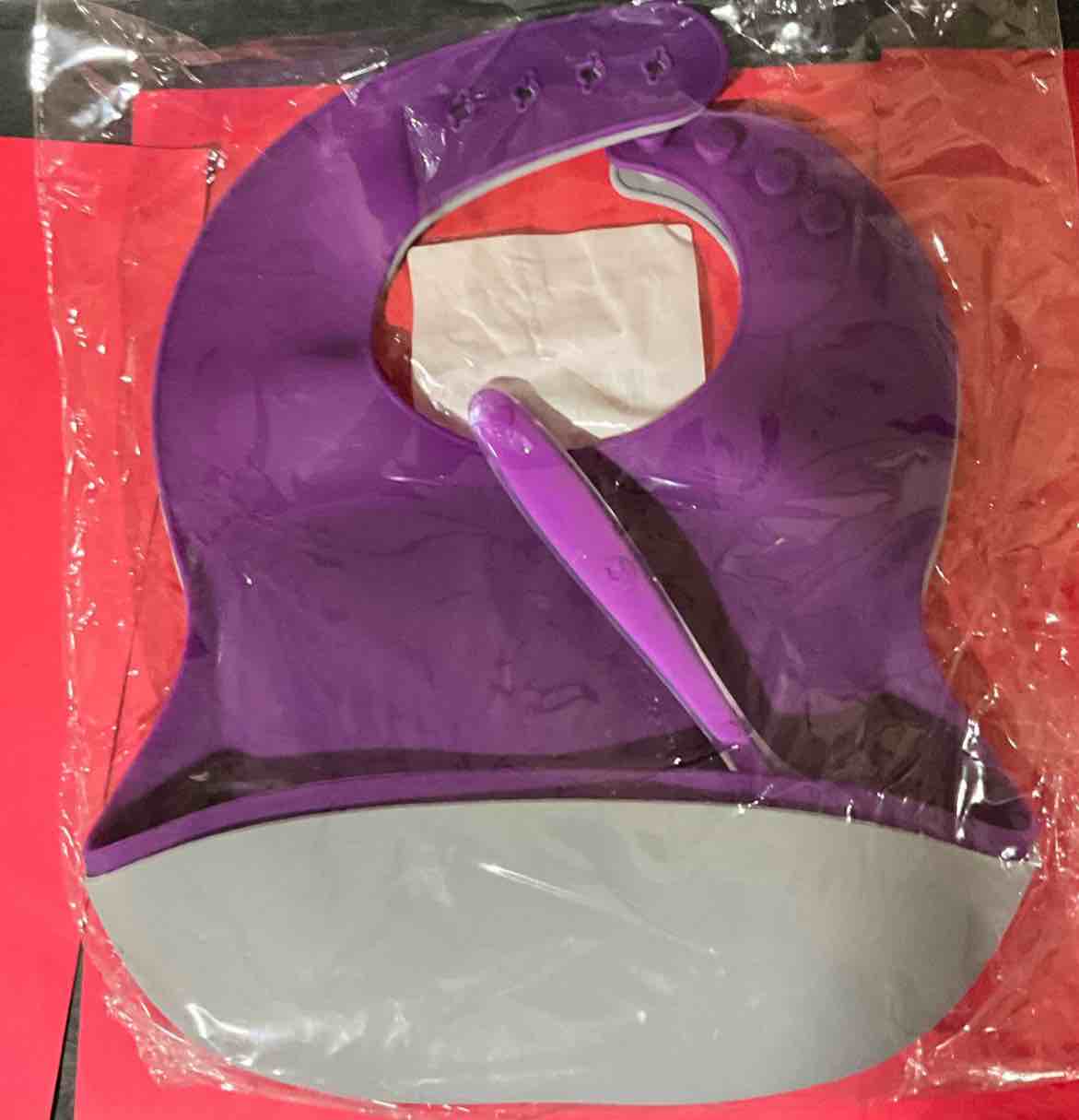 Baby Silicone Bibs, 1 Grey & 1 Purpple