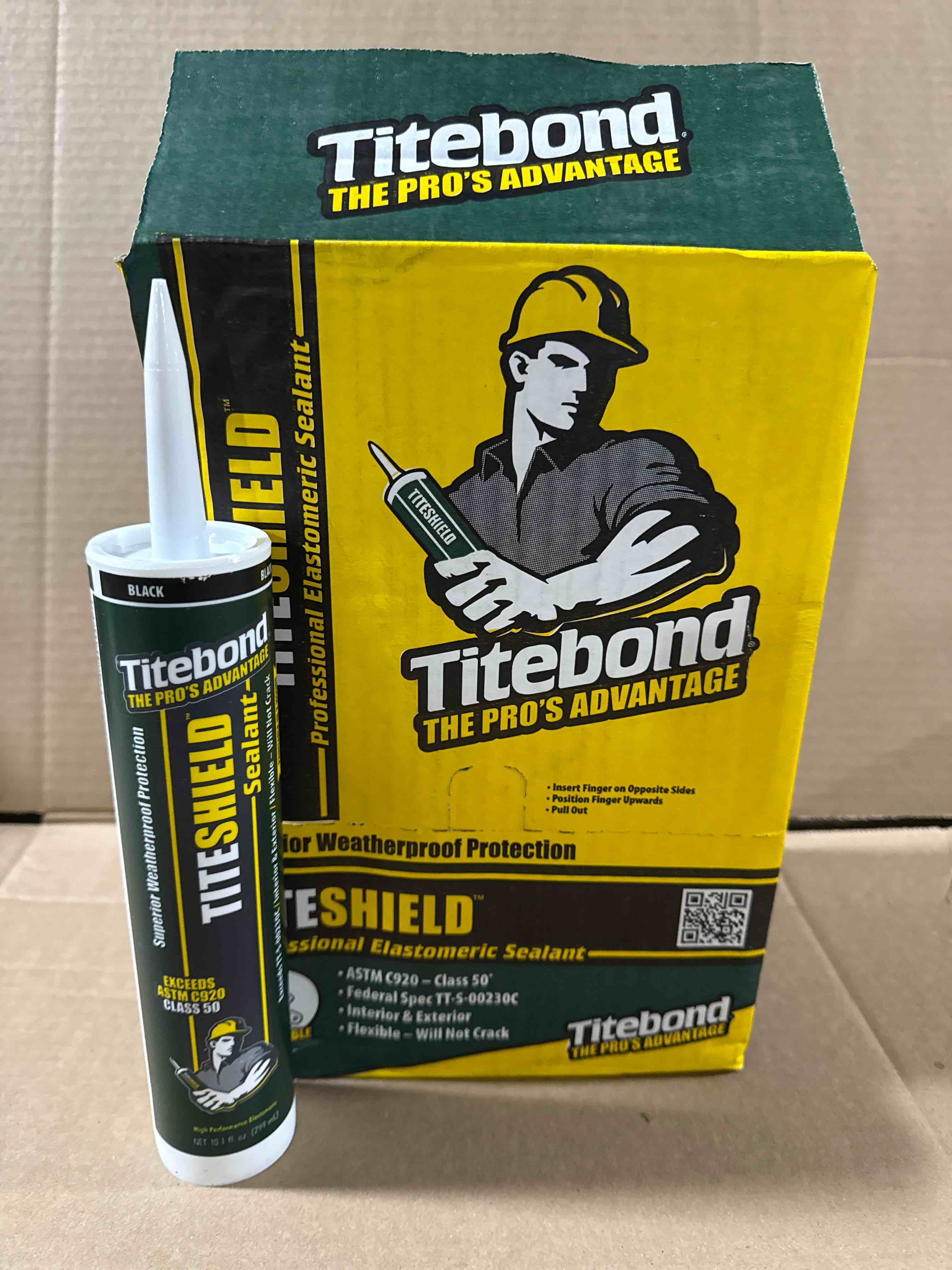 Case of 12 Titebond TiteShield 10.1-oz Exterior and Specialty Black Paintable Acrylic Urethane Elastomeric Sealant Caulk