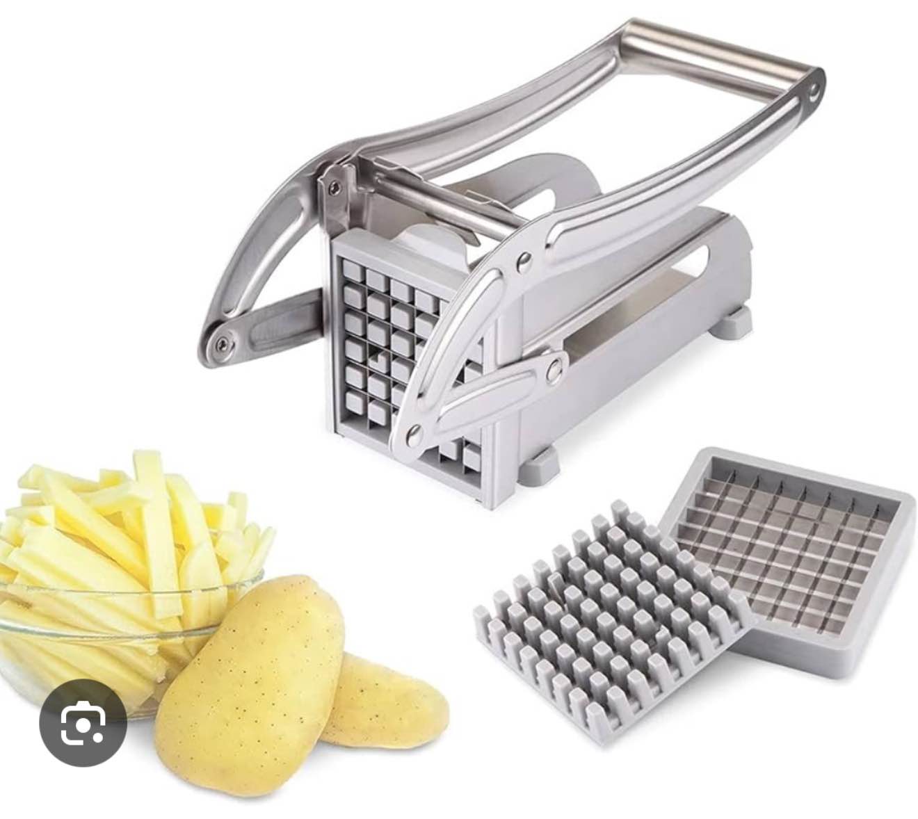 Potato Chipper Chip Chopper Cutter Slicer Maker & 2 Steel Edges French Fries