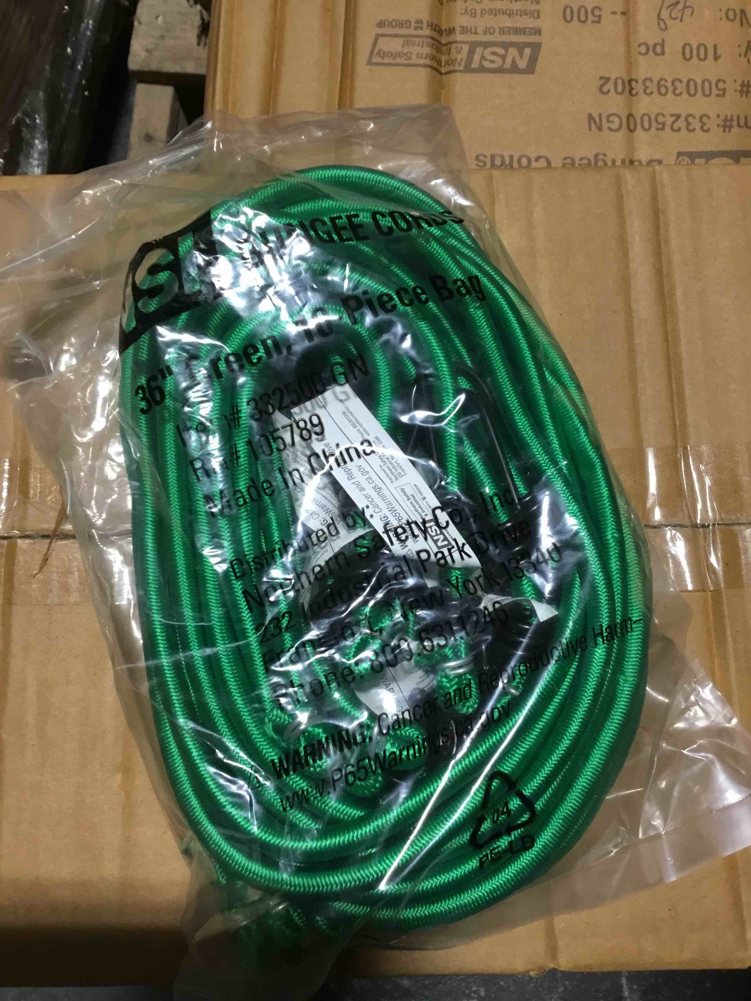 36” bungee cord steel hooks, green 