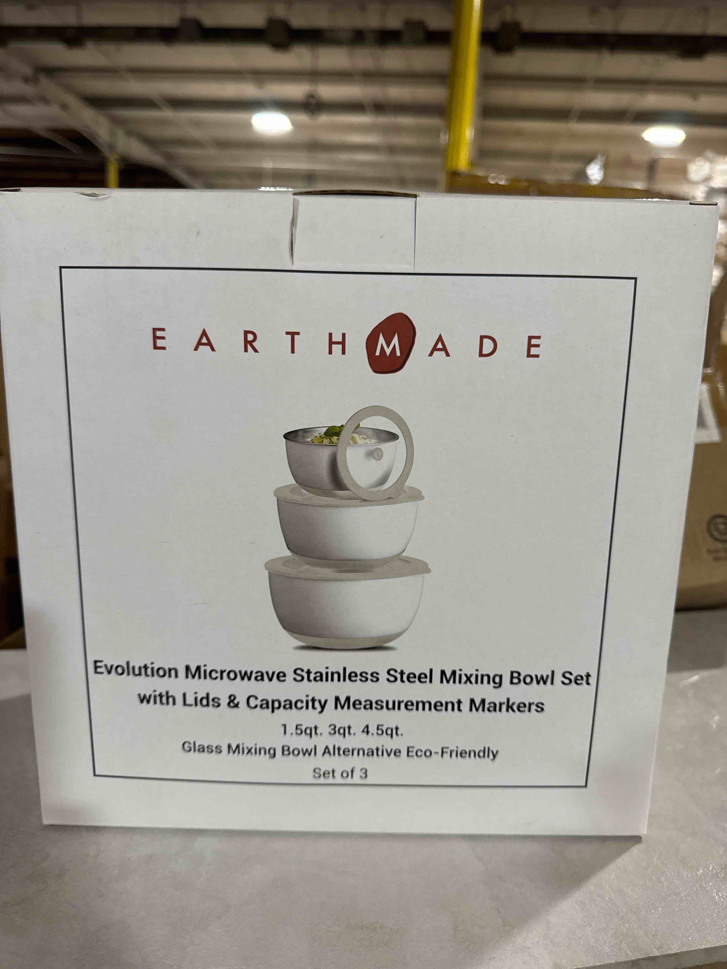 EarthMade microwave stainless steel mixing bowl set of 3 White 