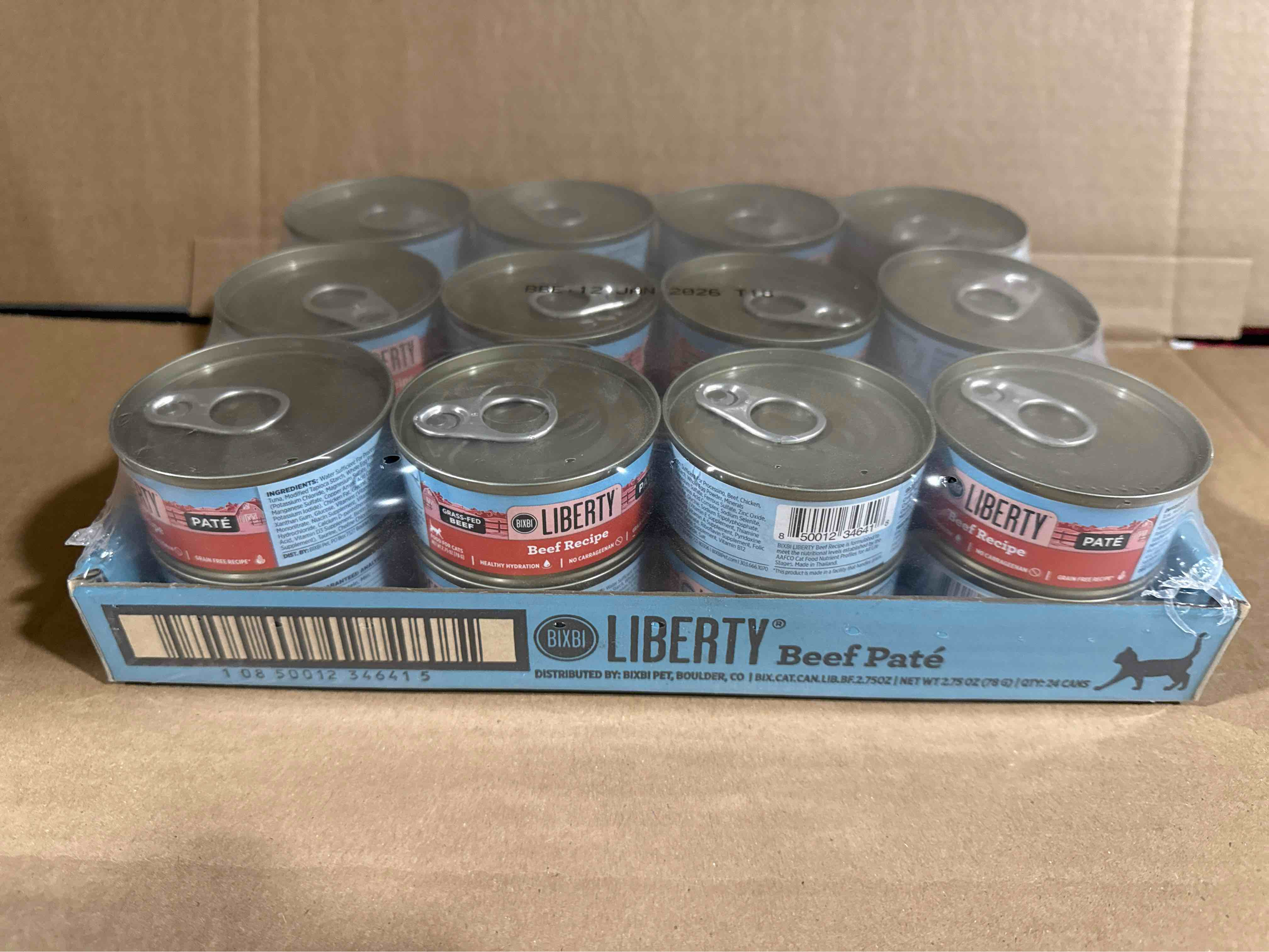 Case of 24 BIXBI Liberty Canned Wet Cat Food - Grain Free, Beef Pate Recipe, 2.75 Ounce (Pack of 24)