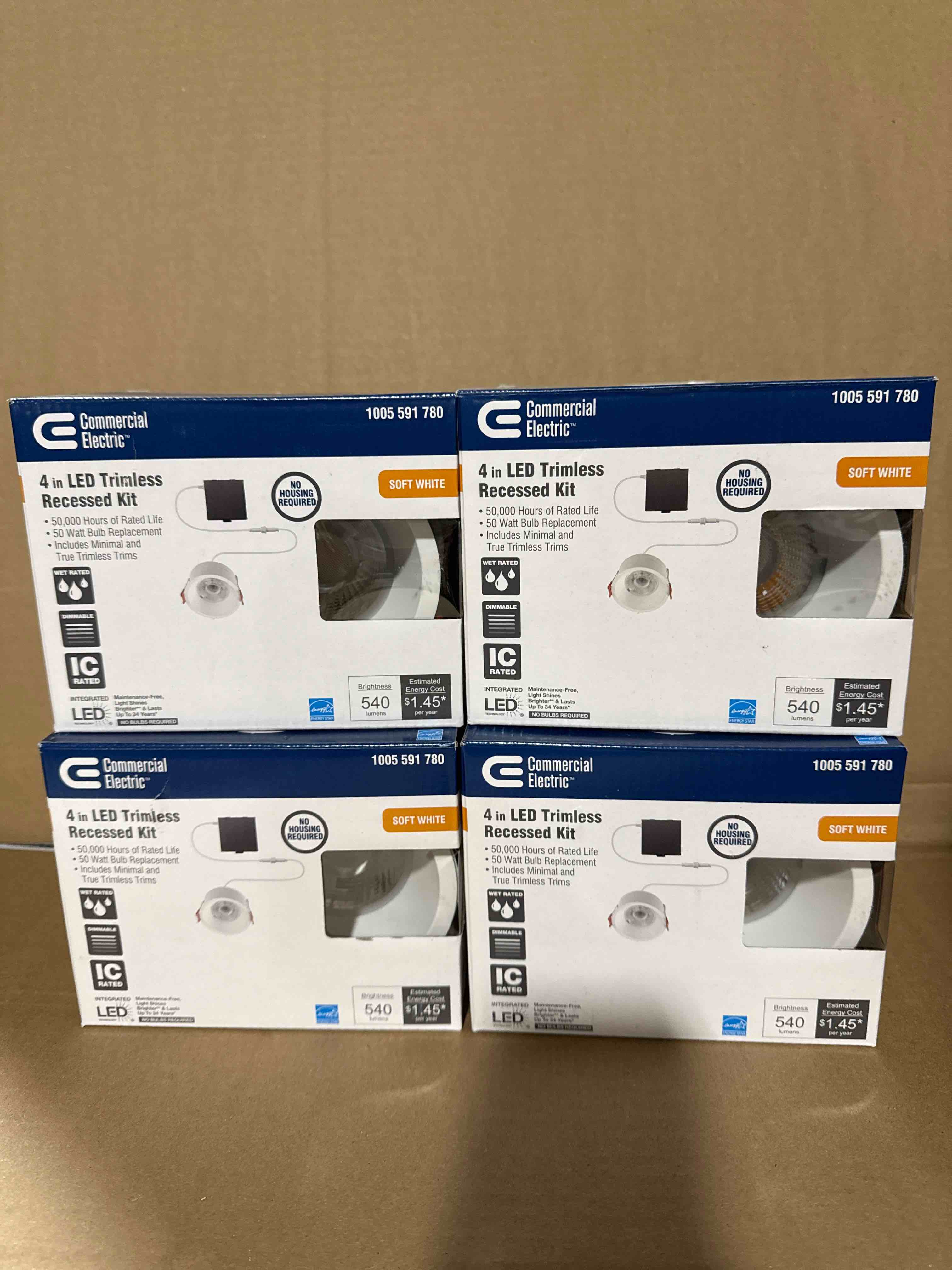 Commercial Electric 4in LED Trimless Recessed Kit Soft White 1004 591 780