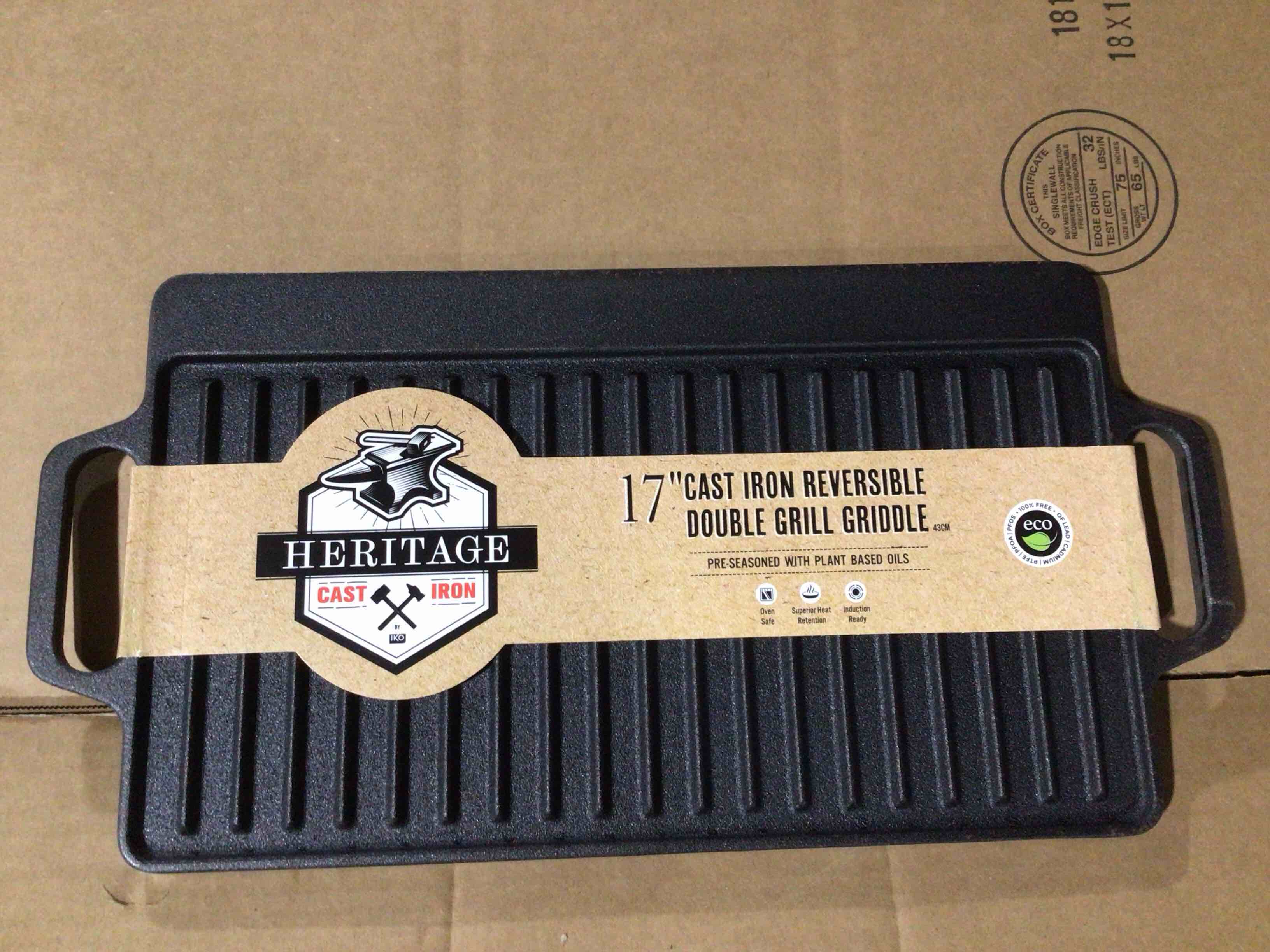 Heritage Cast Iron 17” Cast Iron Reversible Double Grill Griddle 