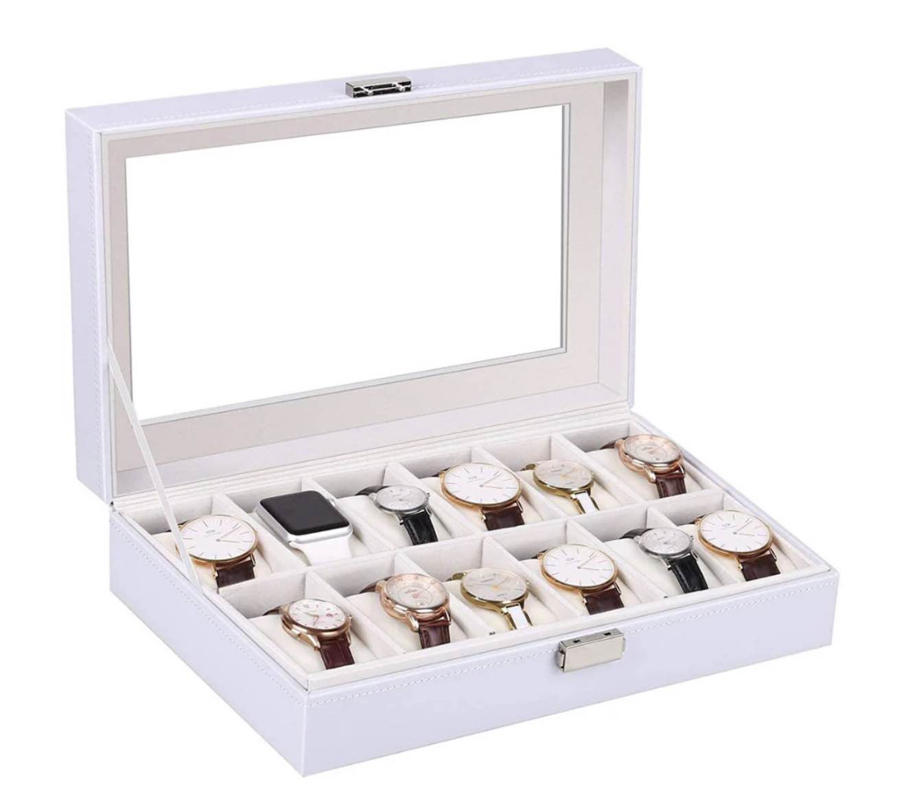 amzdeal watch box white leather