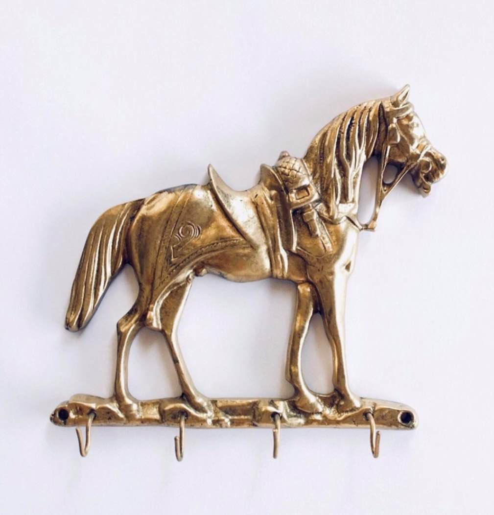 Vintage Solid Brass Key Holder, wall Key holder, Equestrian Key hanger