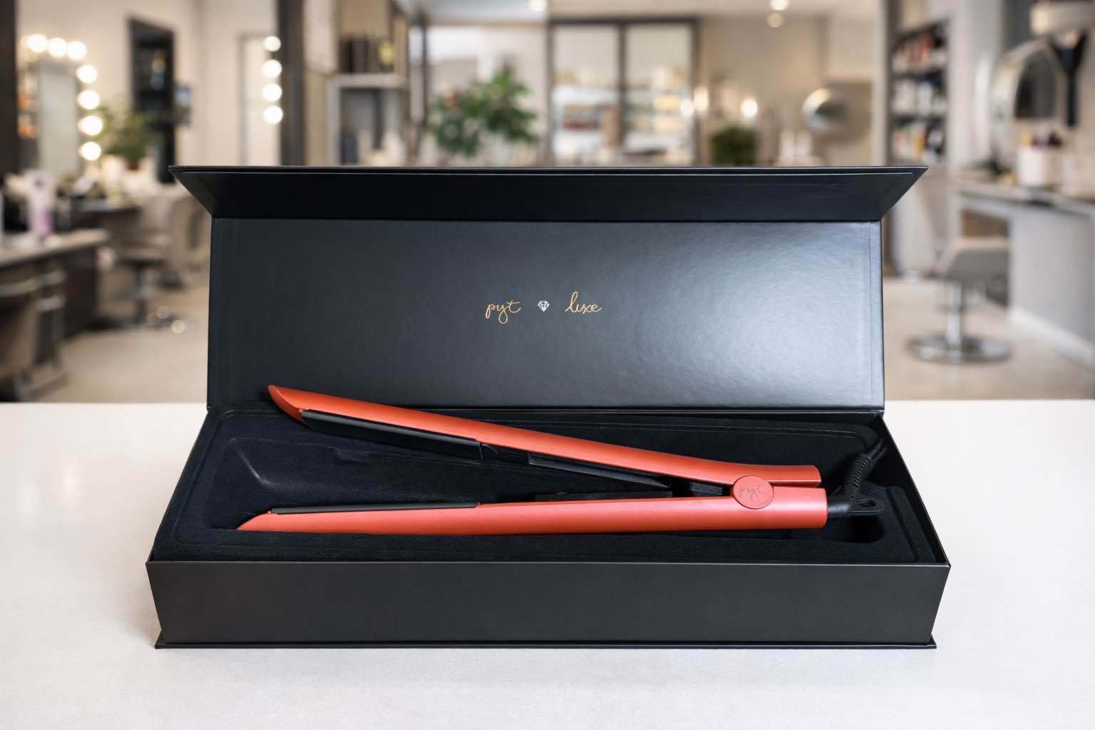 Luxe Hair Straightener 1’’ Ceramic Flat Iron for Professional Styling. Dual Voltage 110/240, for Straighten, Curl or Wave. (Rose Quartz)