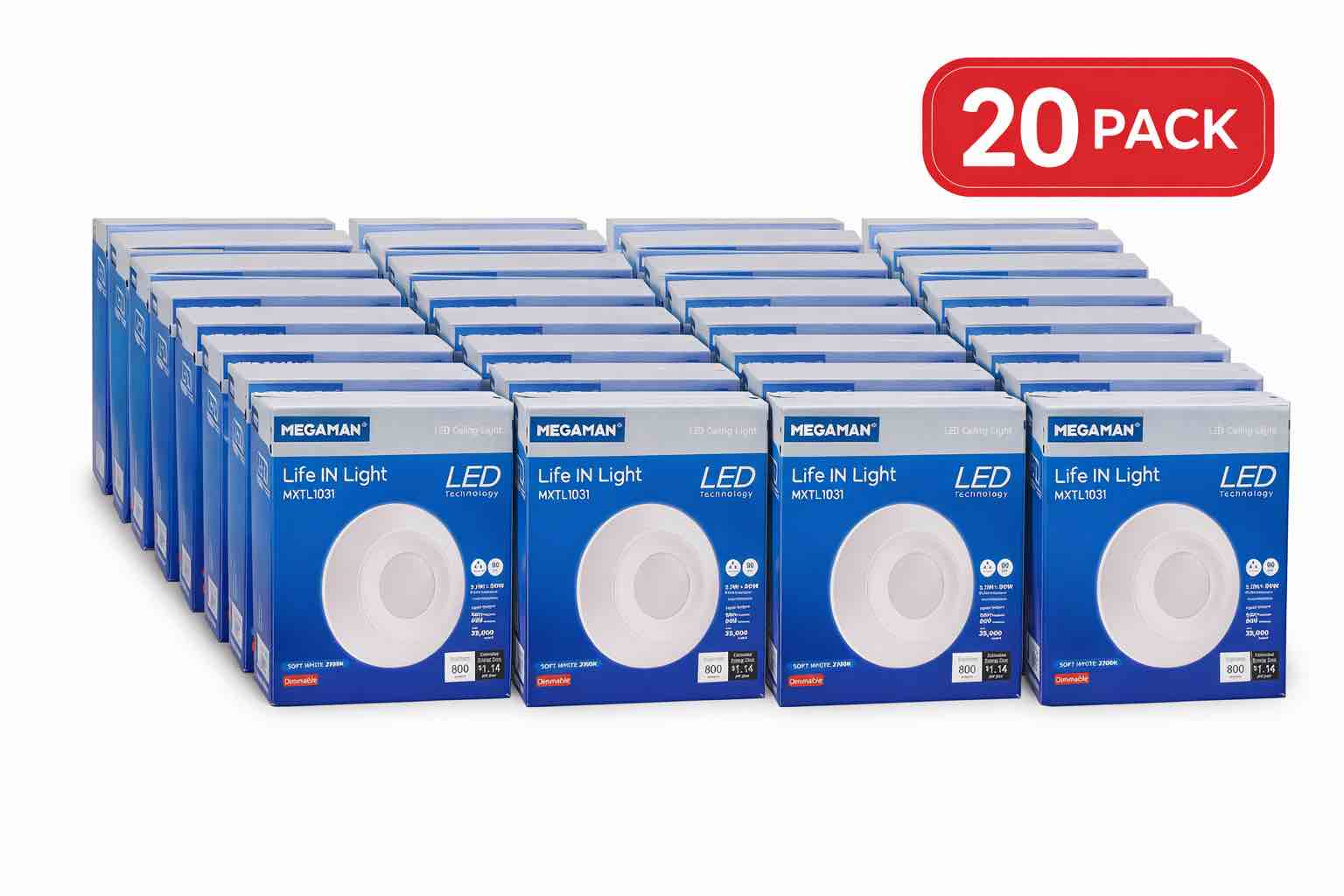 case of 20 Megaman life in light LED ceiling light MXTL1031