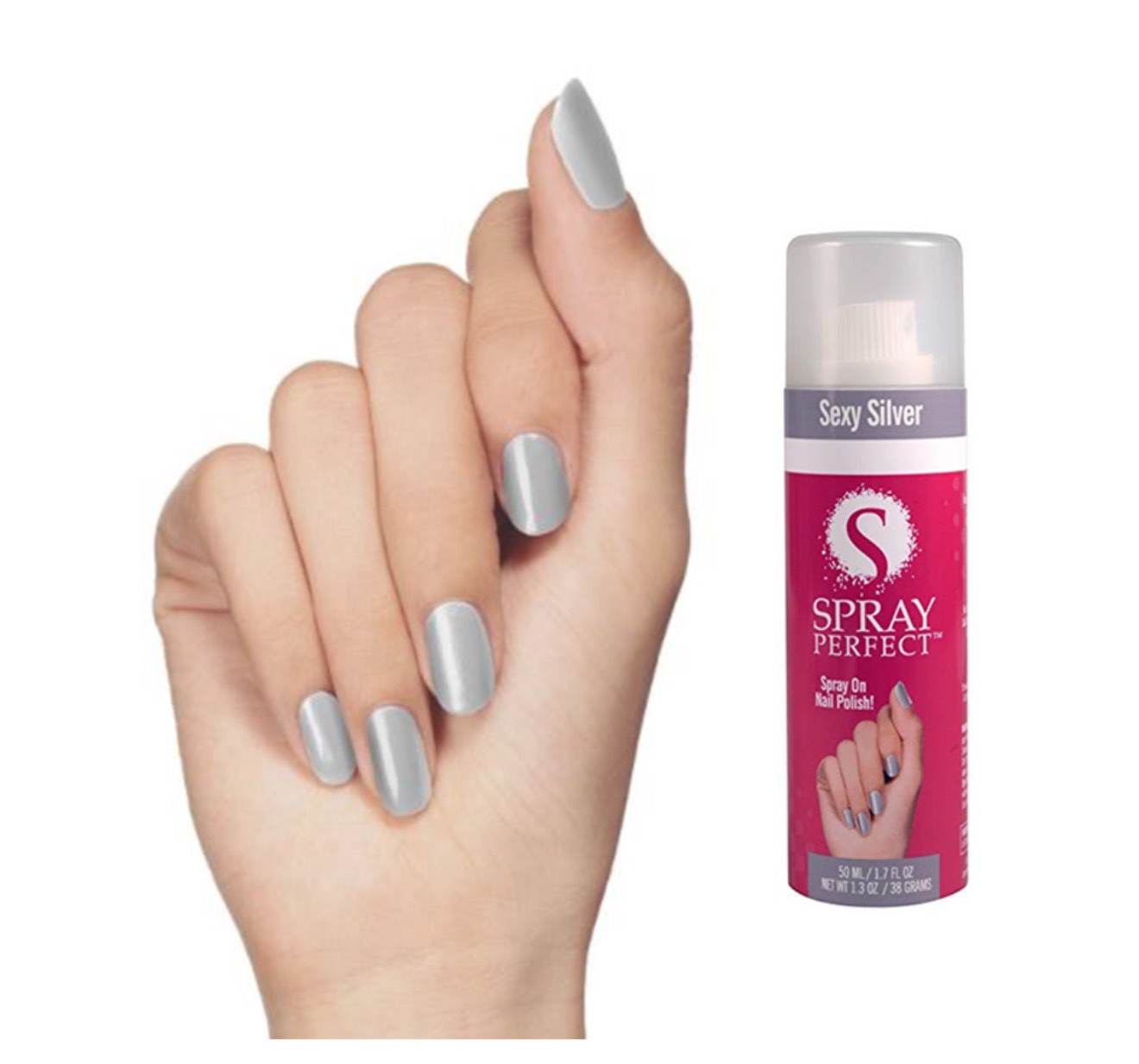 Spray Perfect Nail Polish, Sexy Silver, 1.3 oz, As Seen on TV (2 pack )