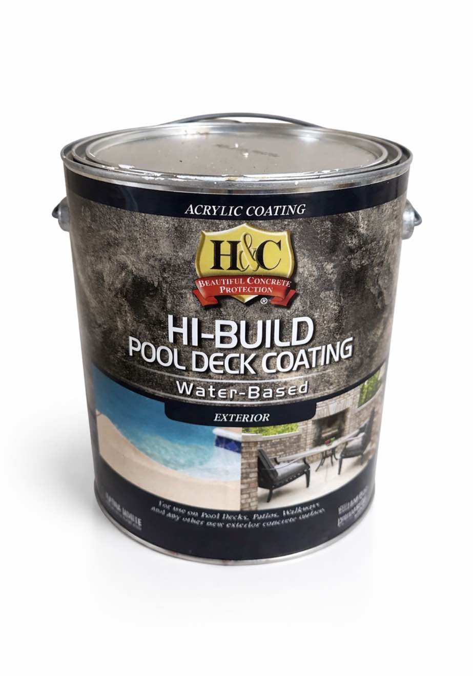 H&C Hi-build pool deck coating water based exterior extra white 1 gallon