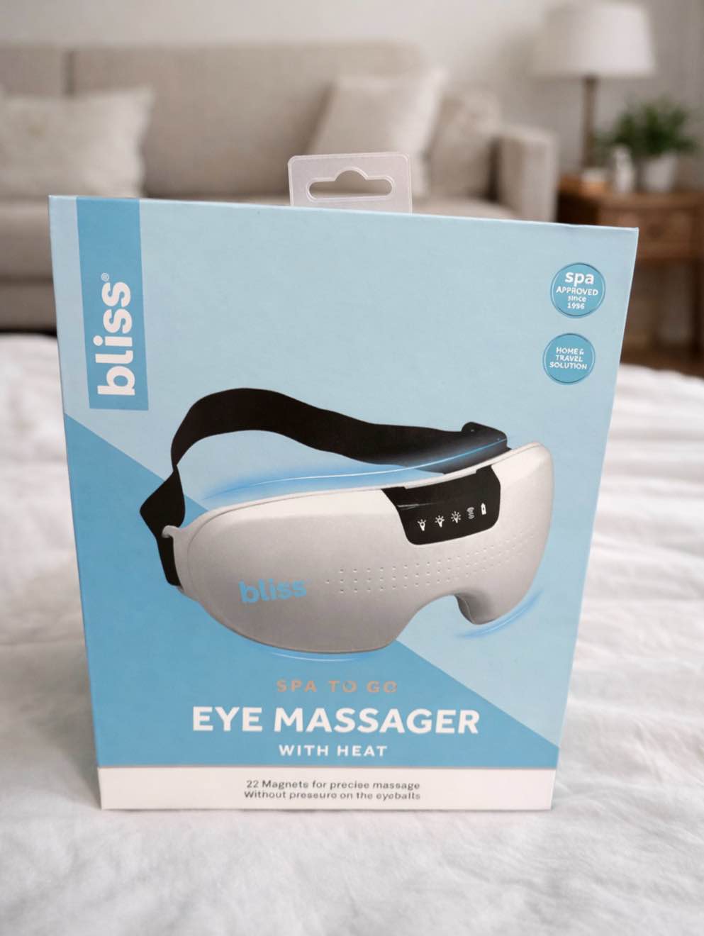 Bliss Electric Rechargeable Hot Compress Eye Massager in White