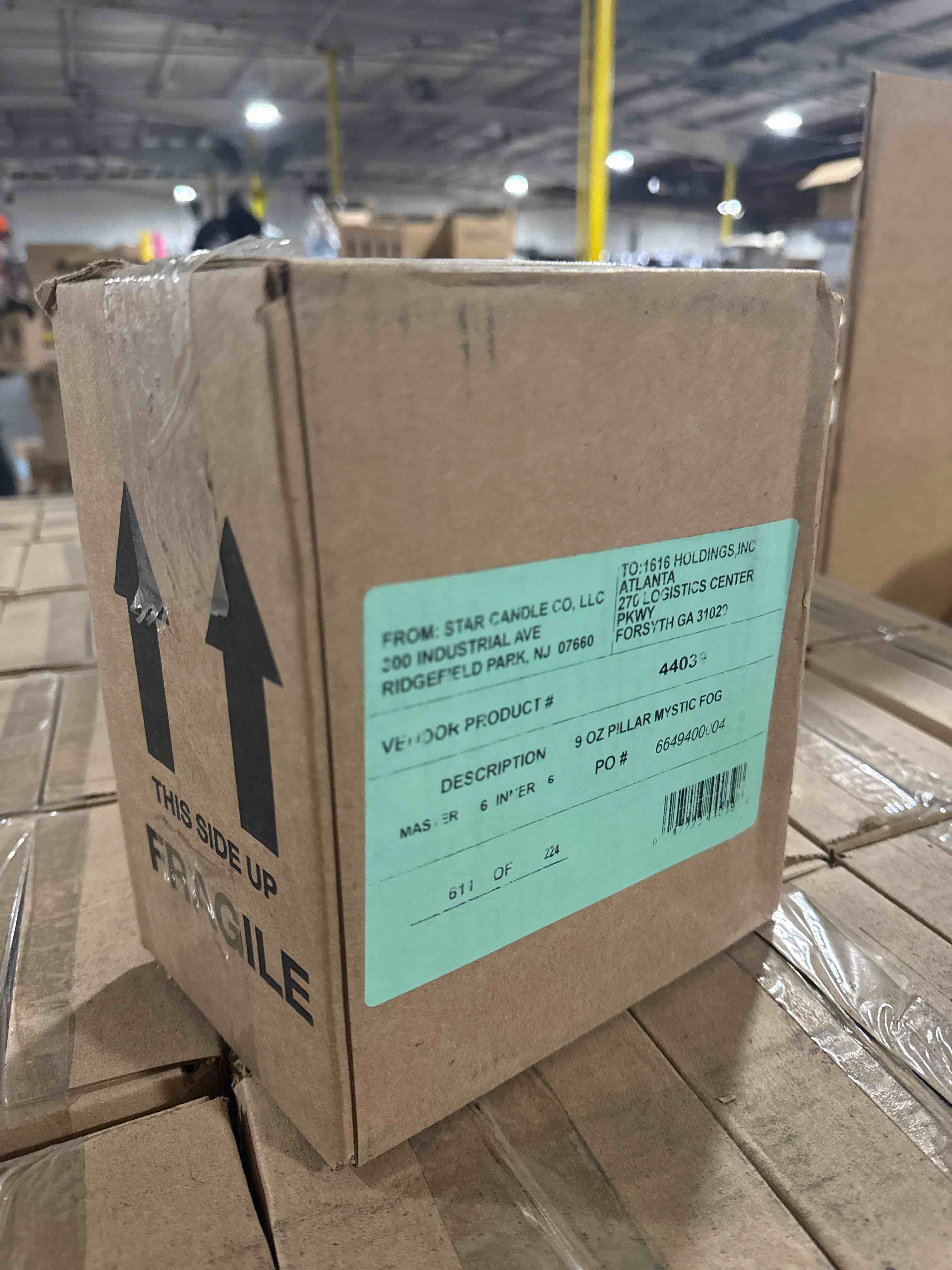 Condition photo showing New/Like New for case of 6 Mystic Fog 9oz Pillar Scented Candle