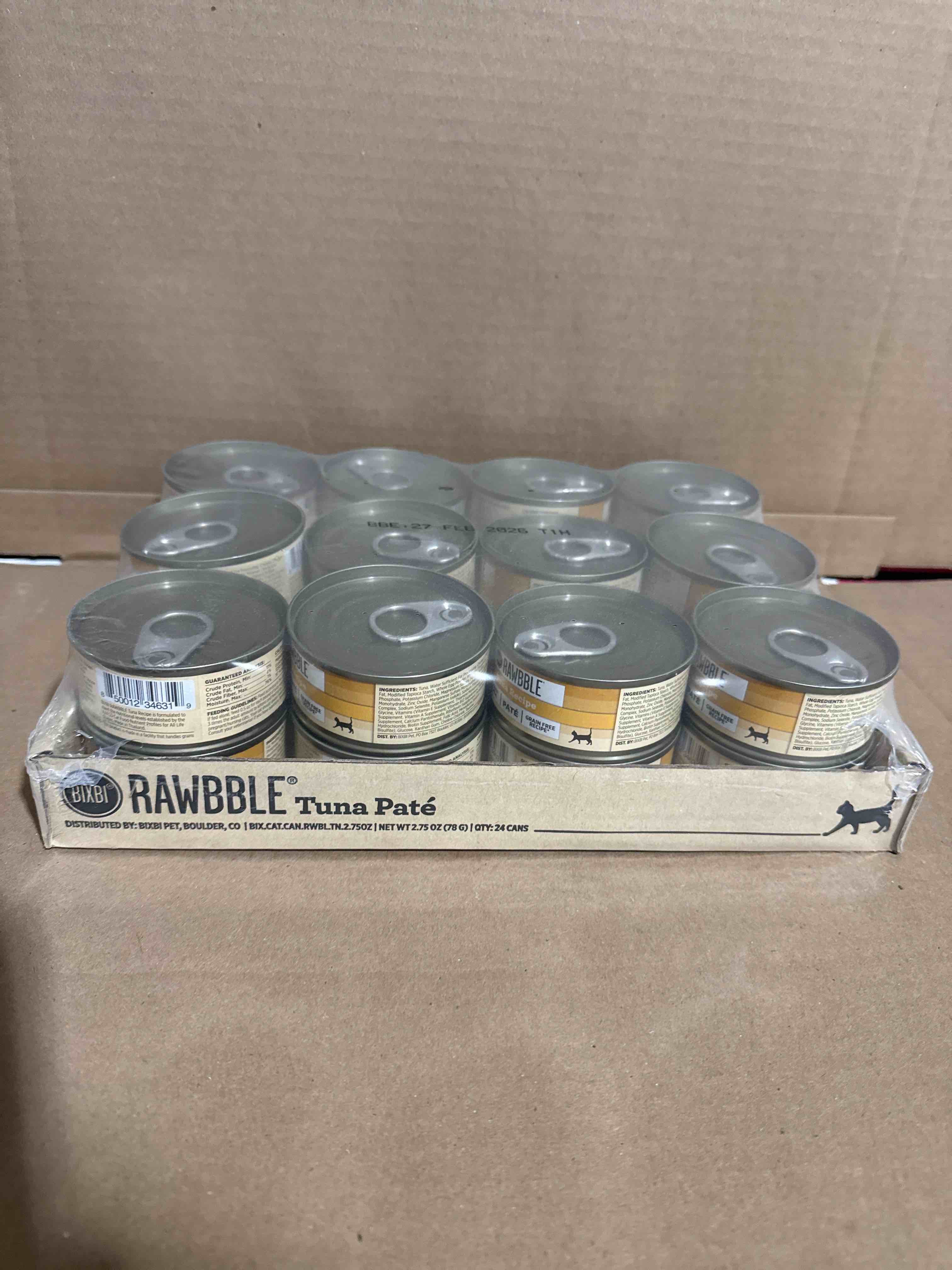 Case of 24 Bixbi Rawbble Tuna Pate Wet Cat Food  BB Feb 2026