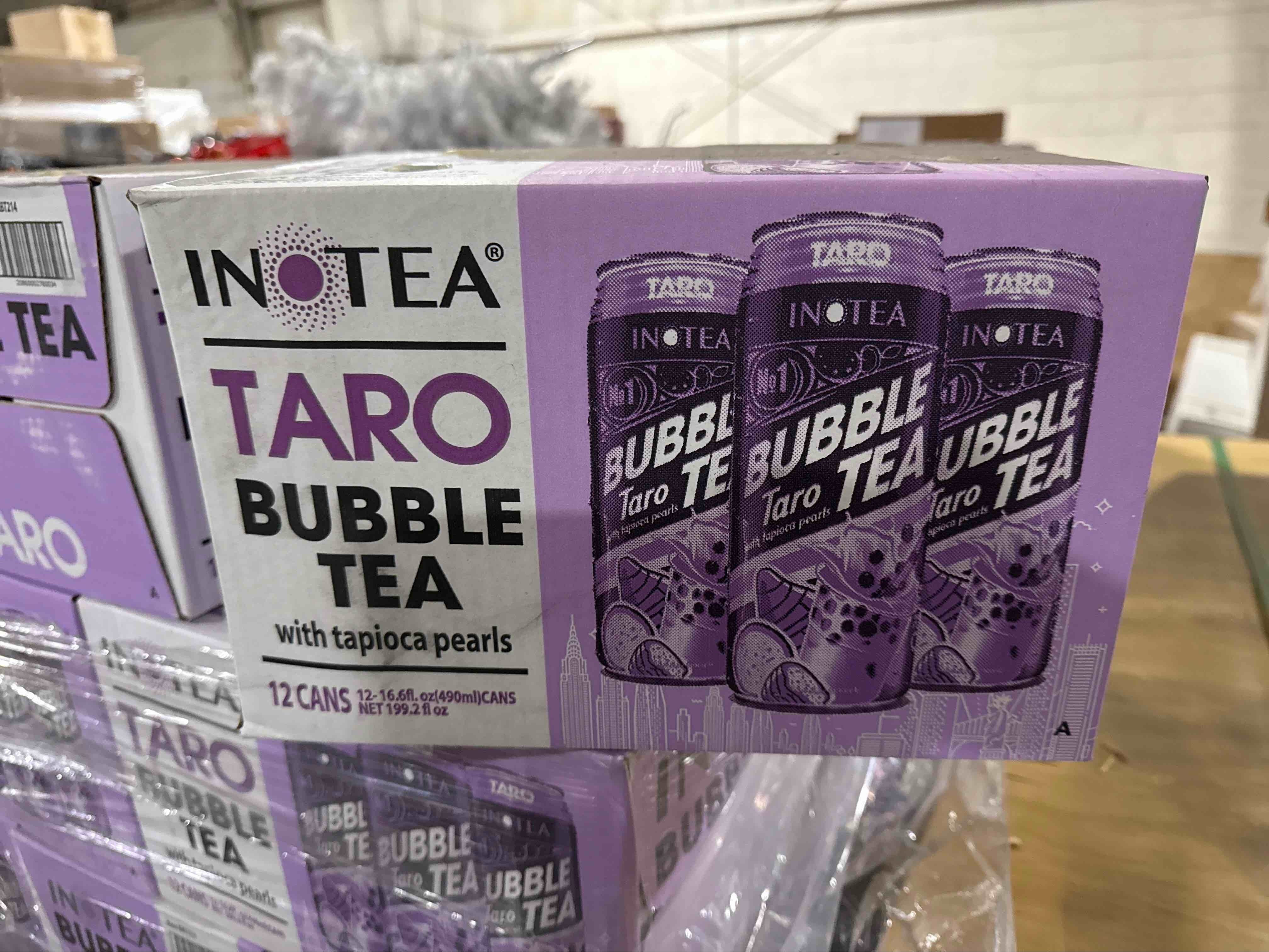 Condition photo showing New/Like New for Inotea, Bubble Milk Tea Taro With Tapioca Pearls, 16.6 Oz (Case Of 12) BB 7.22.25 