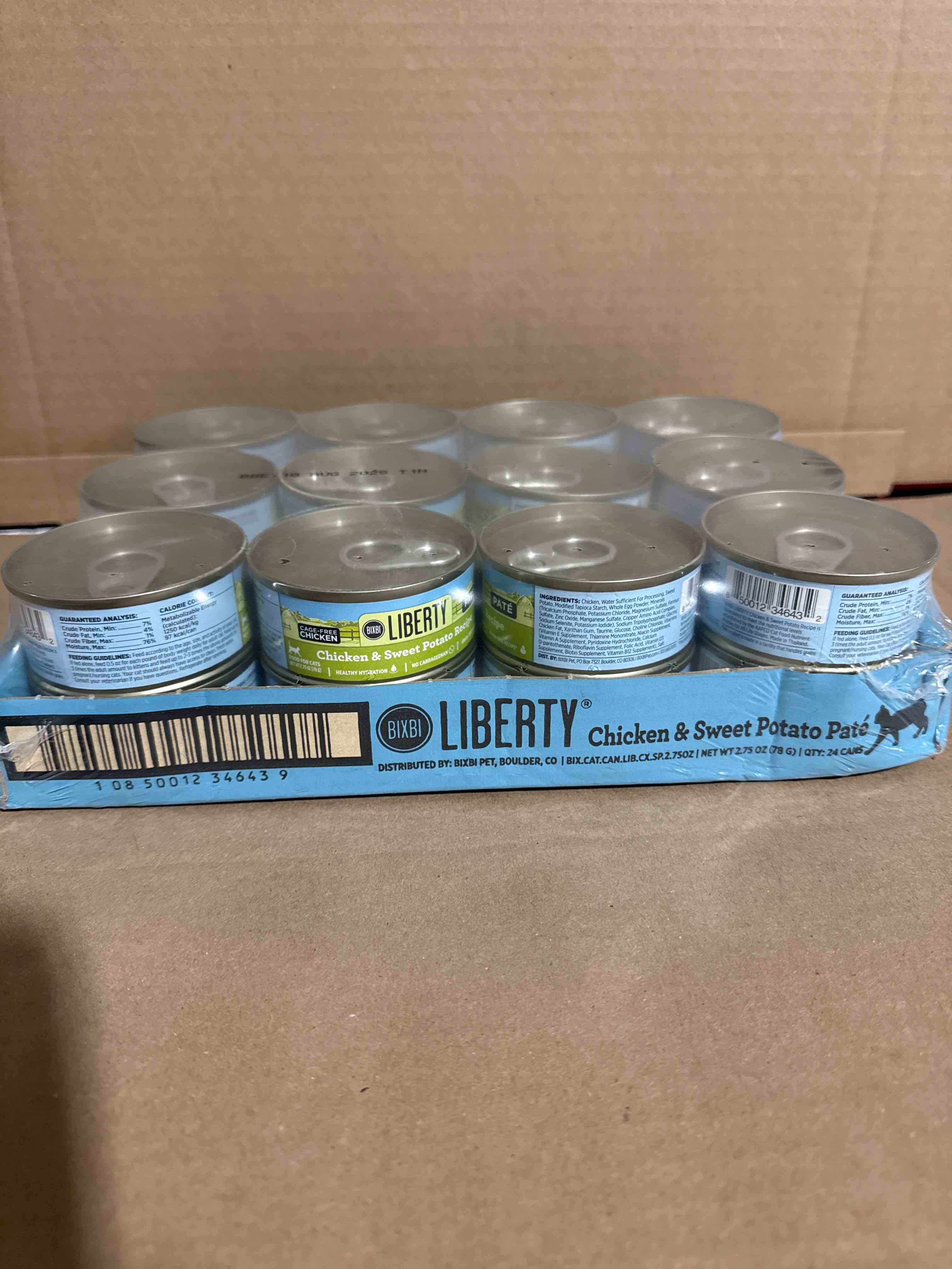Case of 24 BIXBI Liberty Canned Wet Food - Grain Free, Chicken Pate Recipe with Sweet Potato, 2.75 Ounce 