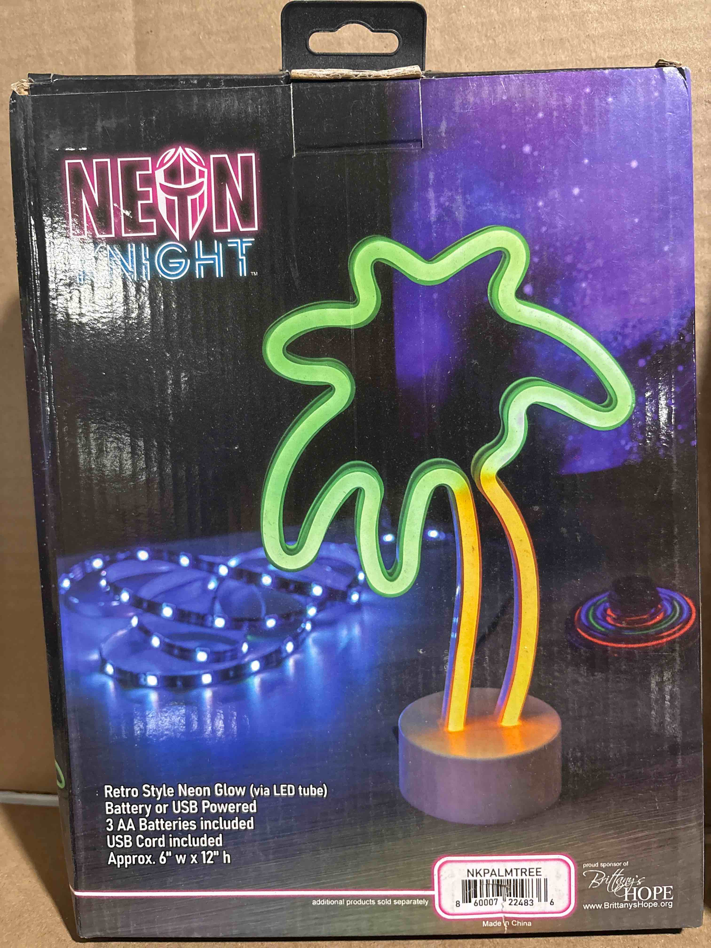 Condition photo showing New/Like New for Neon Knight NKPALMTREE Neon Palm Tree USB or Battery Powered Nightstand Light