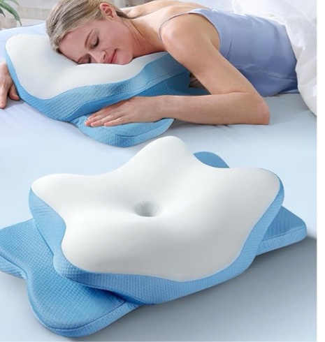 5X Pain Relief Cervical Neck Pillow for Neck Support, Ergonomic Cooling Side Sleeper Pillow for Sleeping, Odorless Contour Memory Foam Pillows, Bed Pillow for Side Back Stomach Sleepe