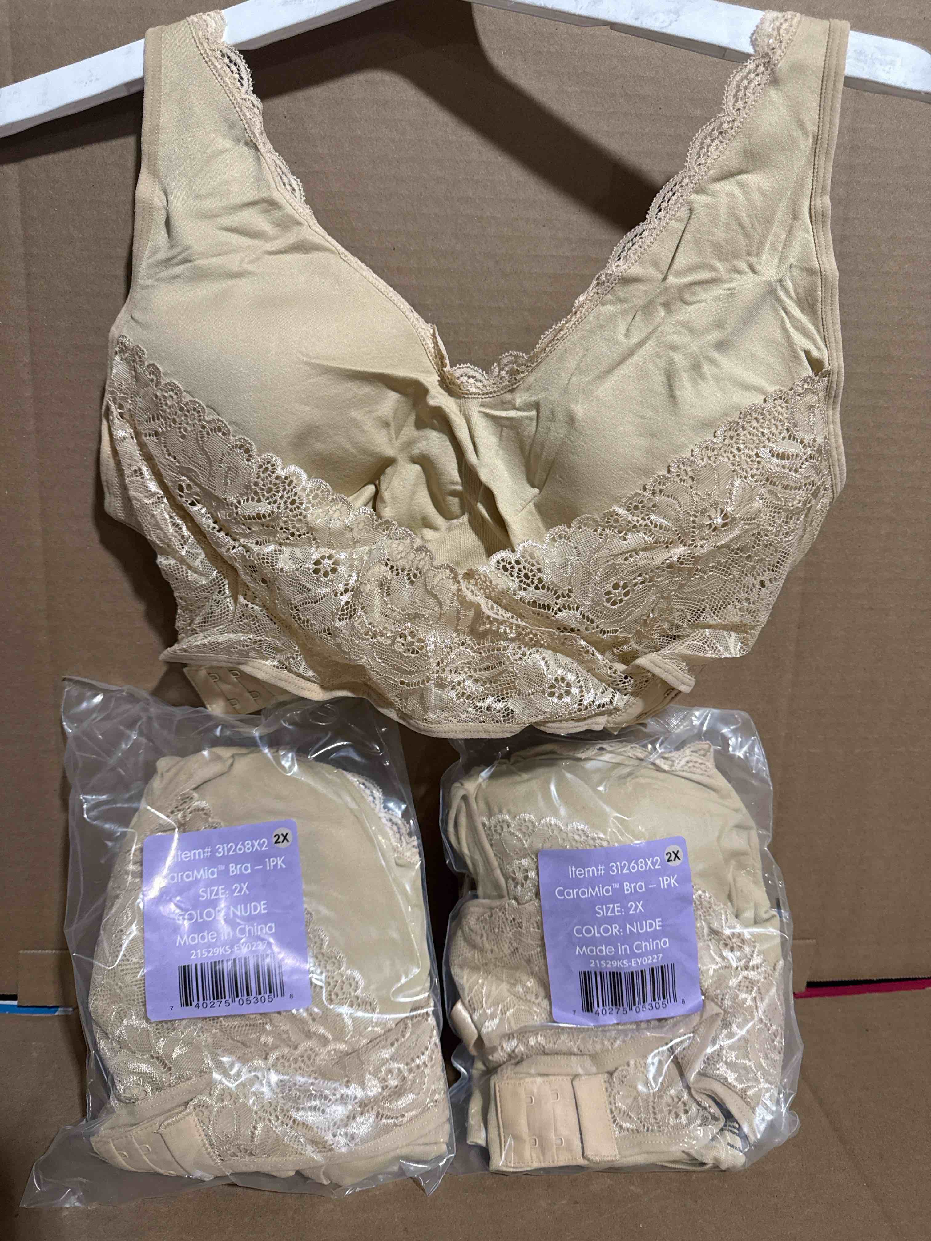 Condition photo showing New/Like New for 3 Pack CaraMia Bra - nude - 2Xl 