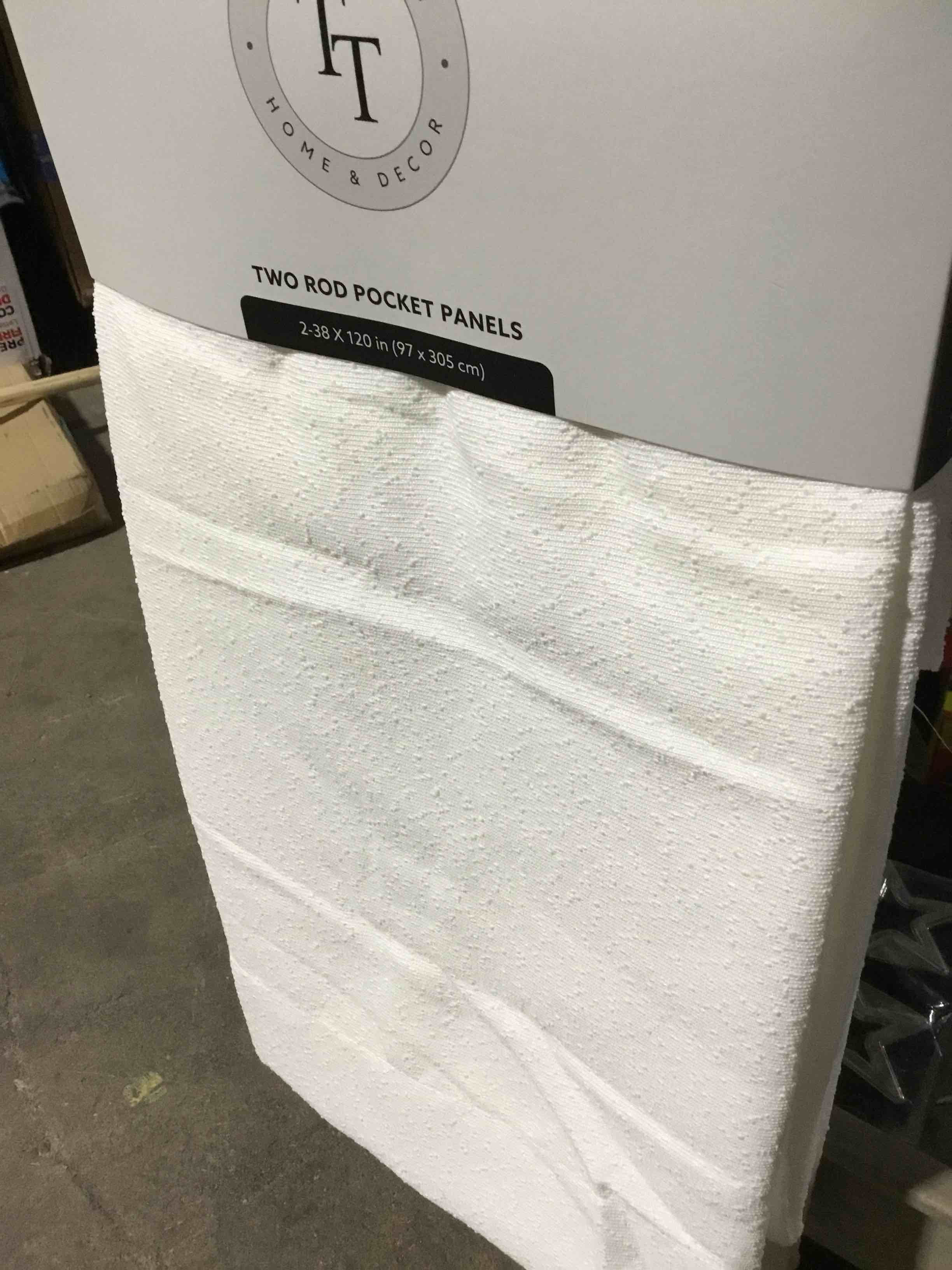 Condition photo showing New/Like New for TWOPAGES Thermal Insulated Blackout Window Curtain Drape for Bedroom Pinch Pleated and Back Tab Room Darkening Curtain for Living Room, 97x305 cm, 1 Panel, White