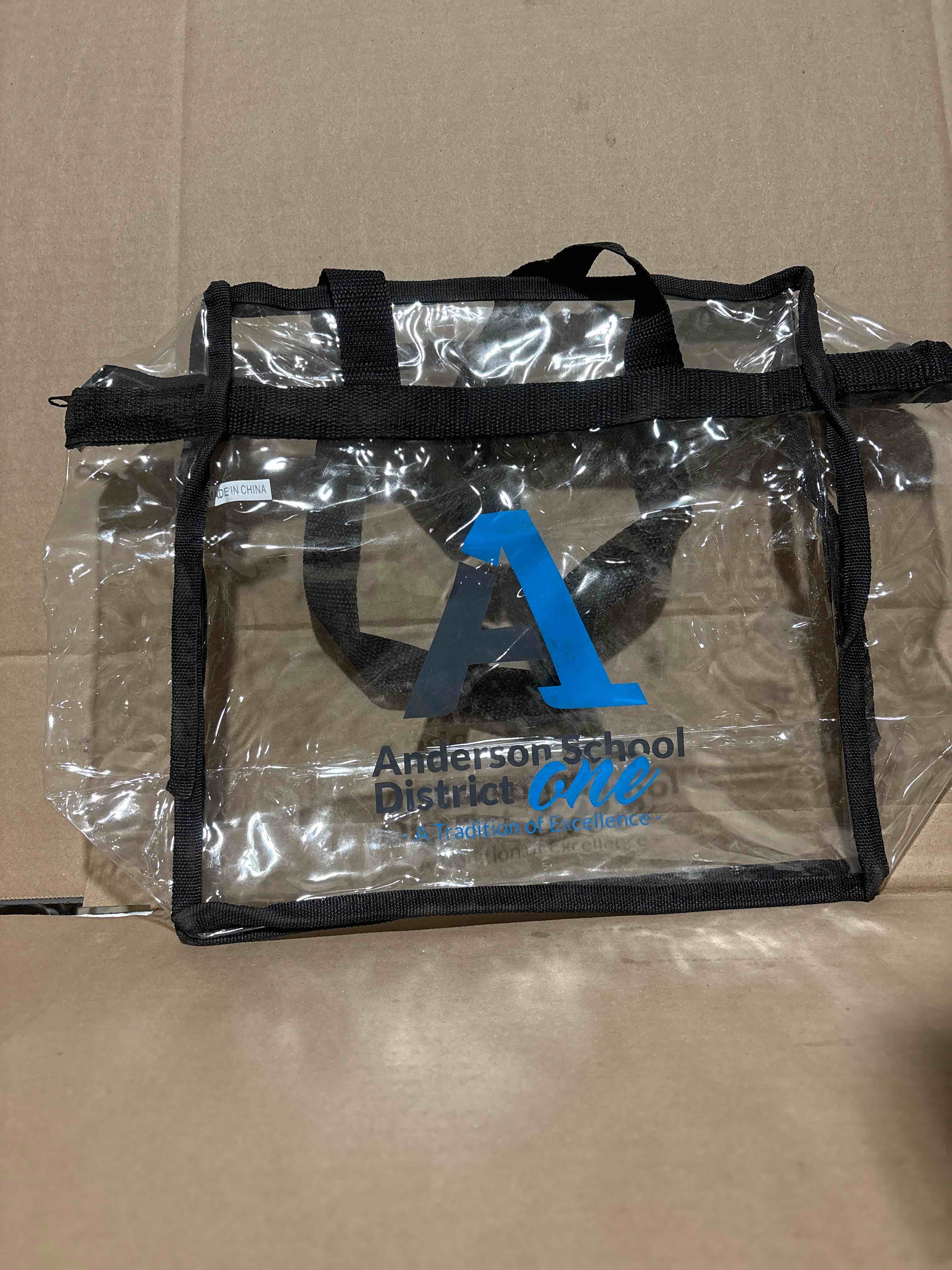 Condition photo showing New/Like New for stadium approved clear zipper tote bag