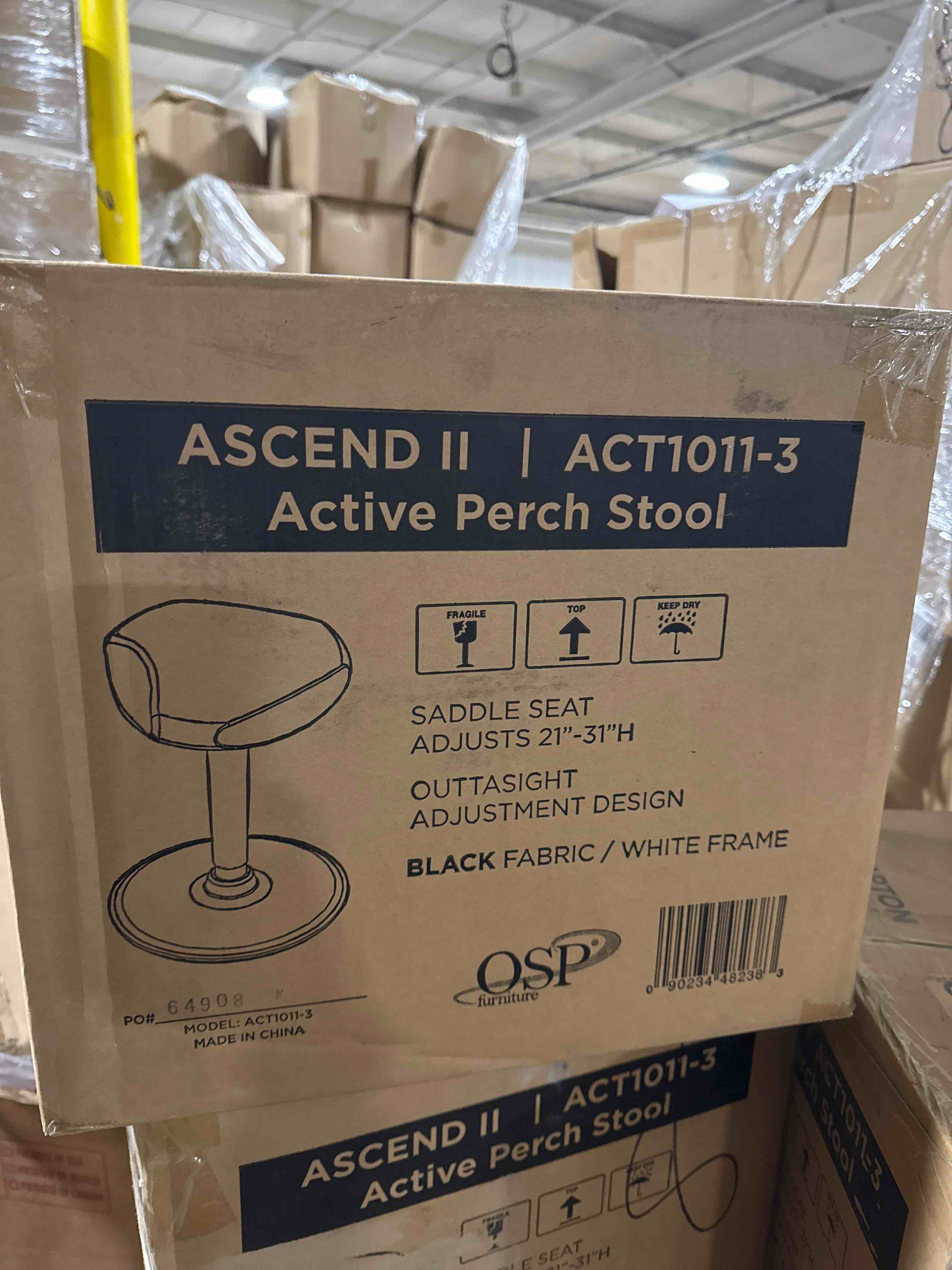 office star products - active perch stool - black