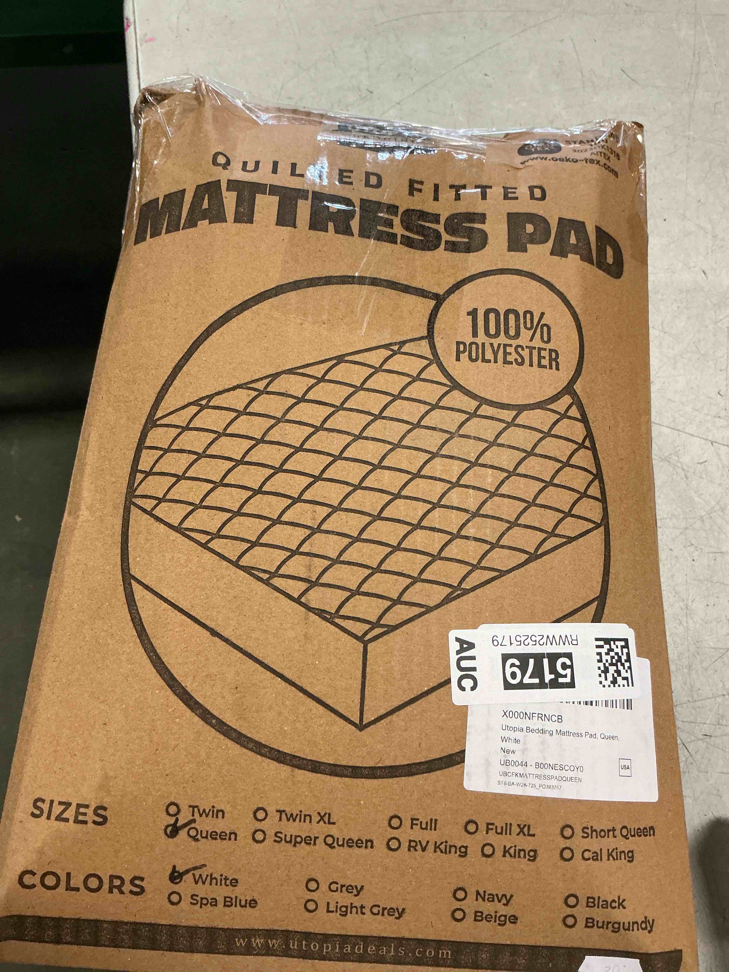 Condition photo showing New/Like New for Utopia Bedding Quilted Fitted Mattress Pad, Queen Size, Elastic Fitted Mattress Topper Protector and Cover with Deep Pocket Stretches up to 16 Inches, Machine Washable (White) White Queen (Pack of 1)