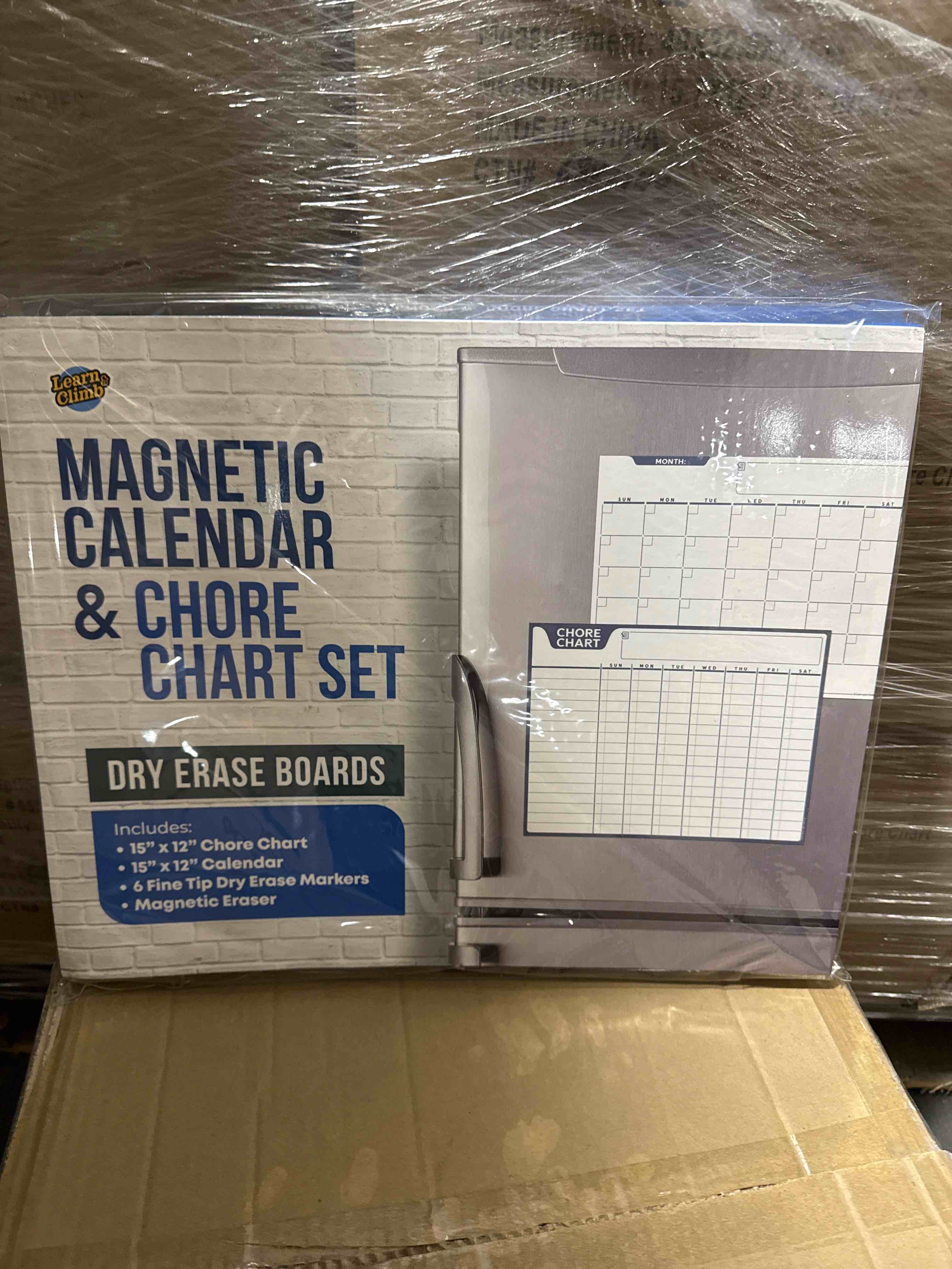 Condition photo showing New/Like New for Learn & Climb Magnetic Dry Erase Chore Chart, Calendar, and to-Do List for Refrigerator: 3 Boards, 6 Markers, and Eraser, White