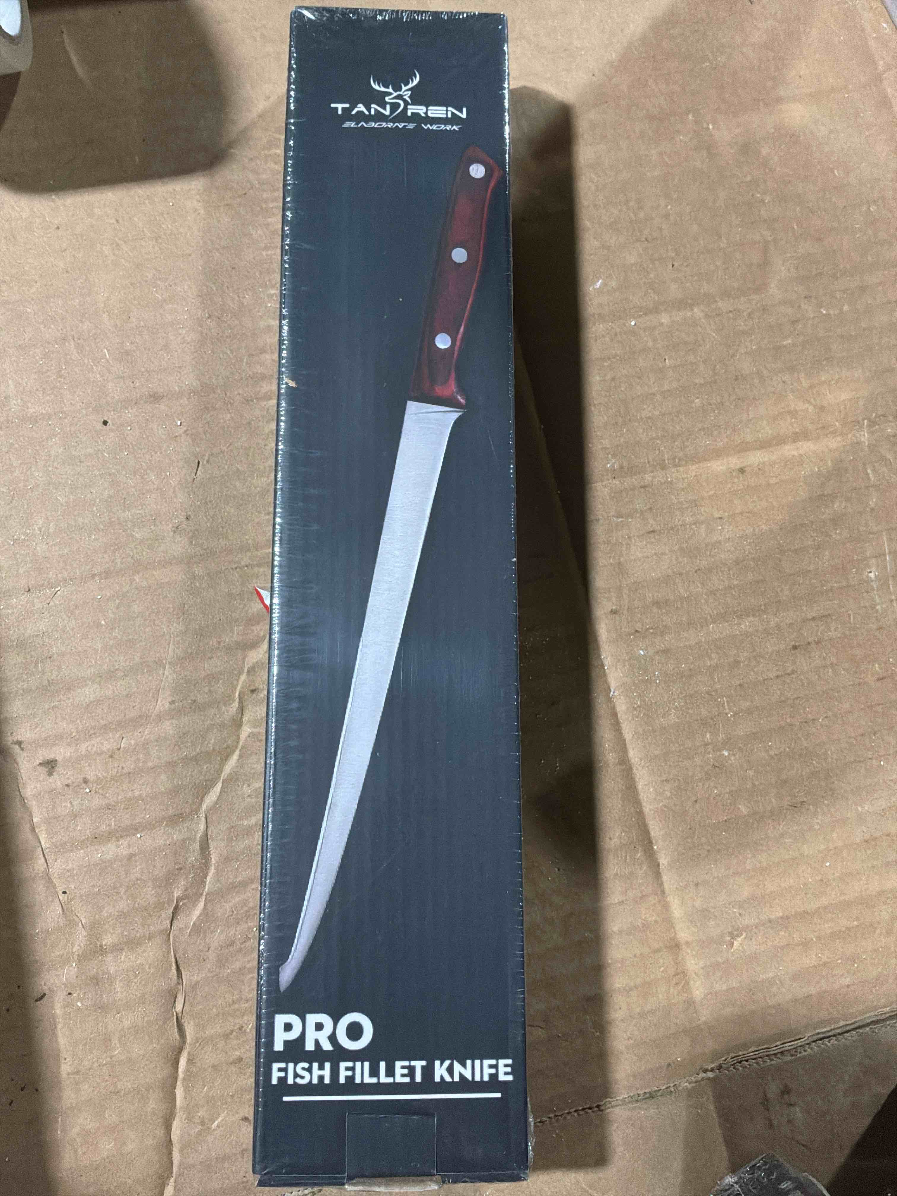 TAN REN Fillet Knife 9 inch, Professional Stainless Steel Fishing Knife for Filleting with Full Tang Ergonomic Handle, Fishing Gift for Men