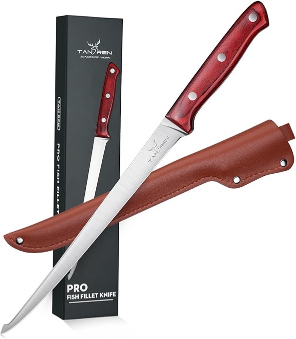 Condition photo showing New/Like New for TAN REN Fillet Knife 9 inch, Professional Stainless Steel Fishing Knife for Filleting with Full Tang Ergonomic Handle, Fishing Gift for Men
