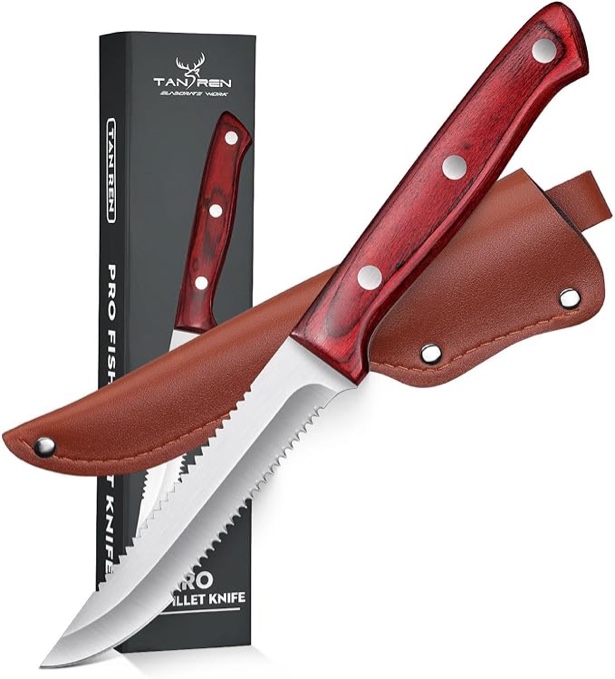 Condition photo showing New/Like New for TAN REN Fishing Bait Knife, 5 inch Fillet Knife for Filleting and Boning, Bait Knife Saltwater with Sheath, Professional Fish Knife Cutting Bait, Father's Day Gift