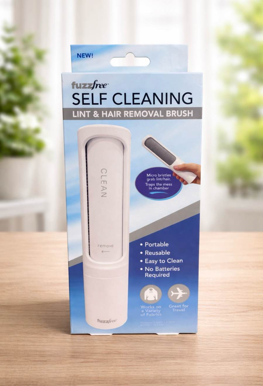fuzzfree self cleaning lint & hair removal brush 