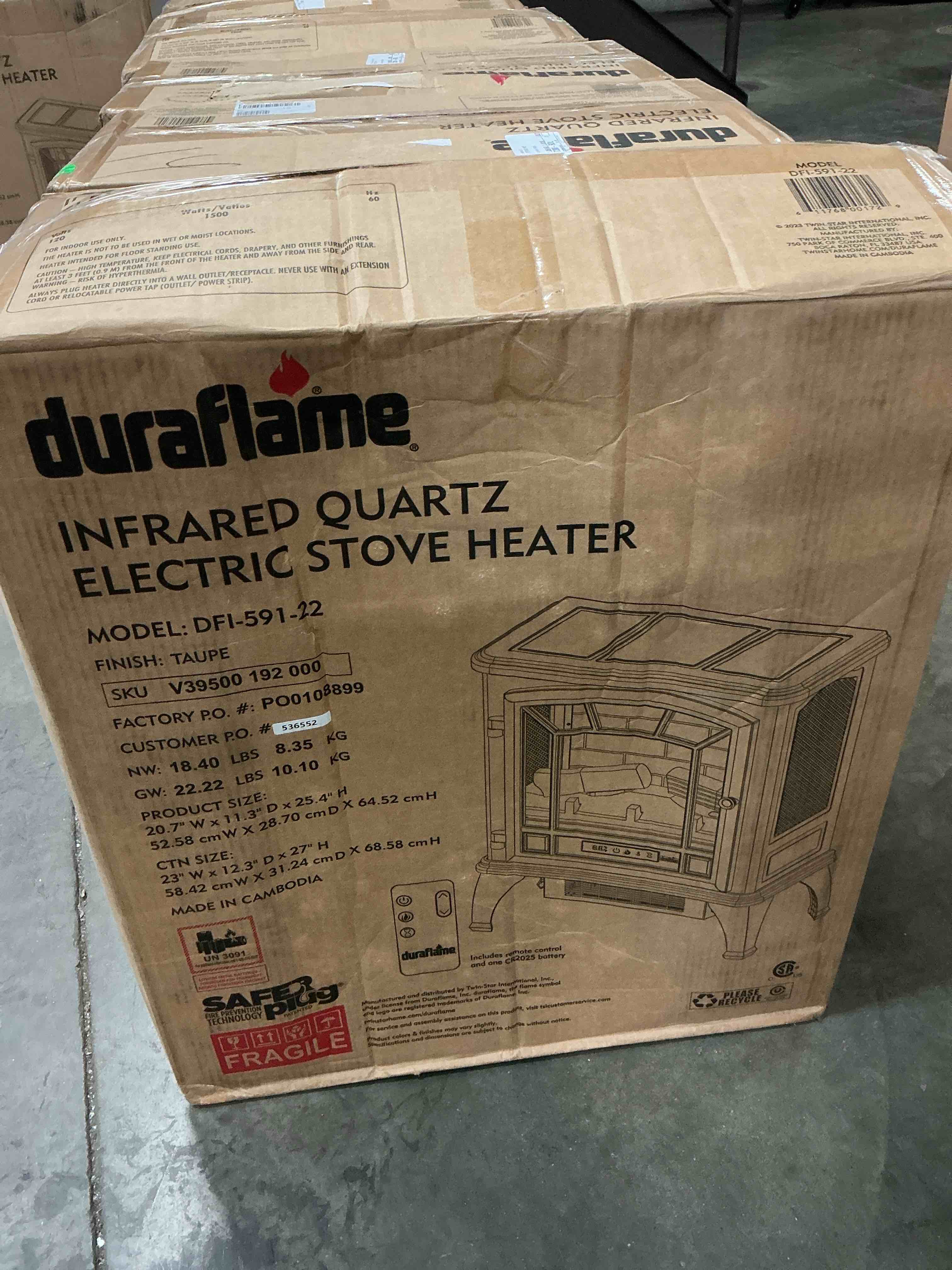 Condition photo showing As Is for duraflame INFRARED QUARTZ ELECTRIC STOVE HEATER  taupe 
