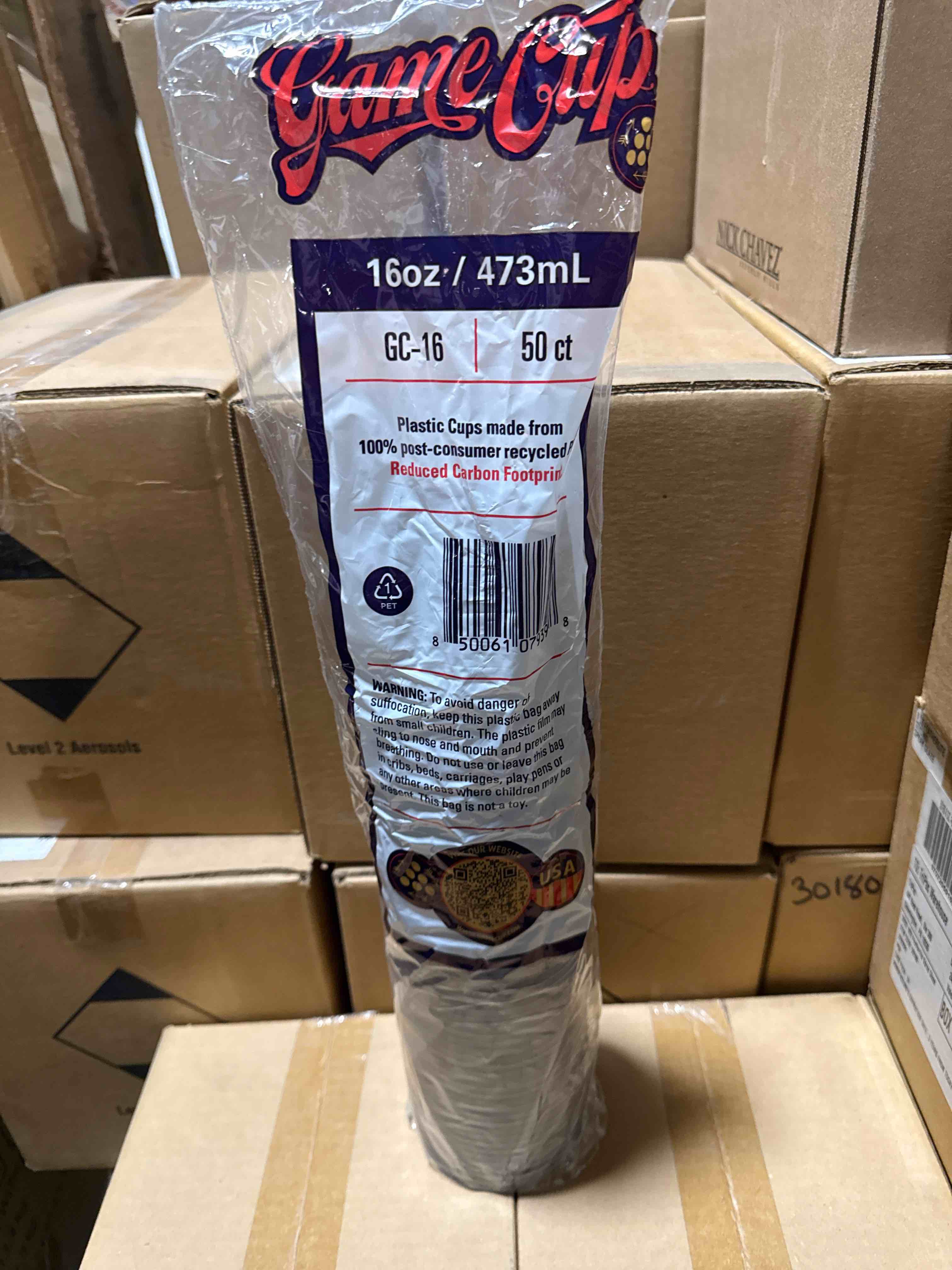 Condition photo showing New/Like New for Game Day 16 oz Plastic Cups Pack of 50