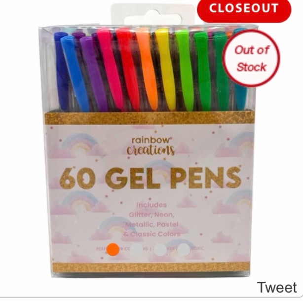 60-Pack Gel Pen Set, featuring an exciting variety of glitter, neon, metallic, pastel, and classic colors
