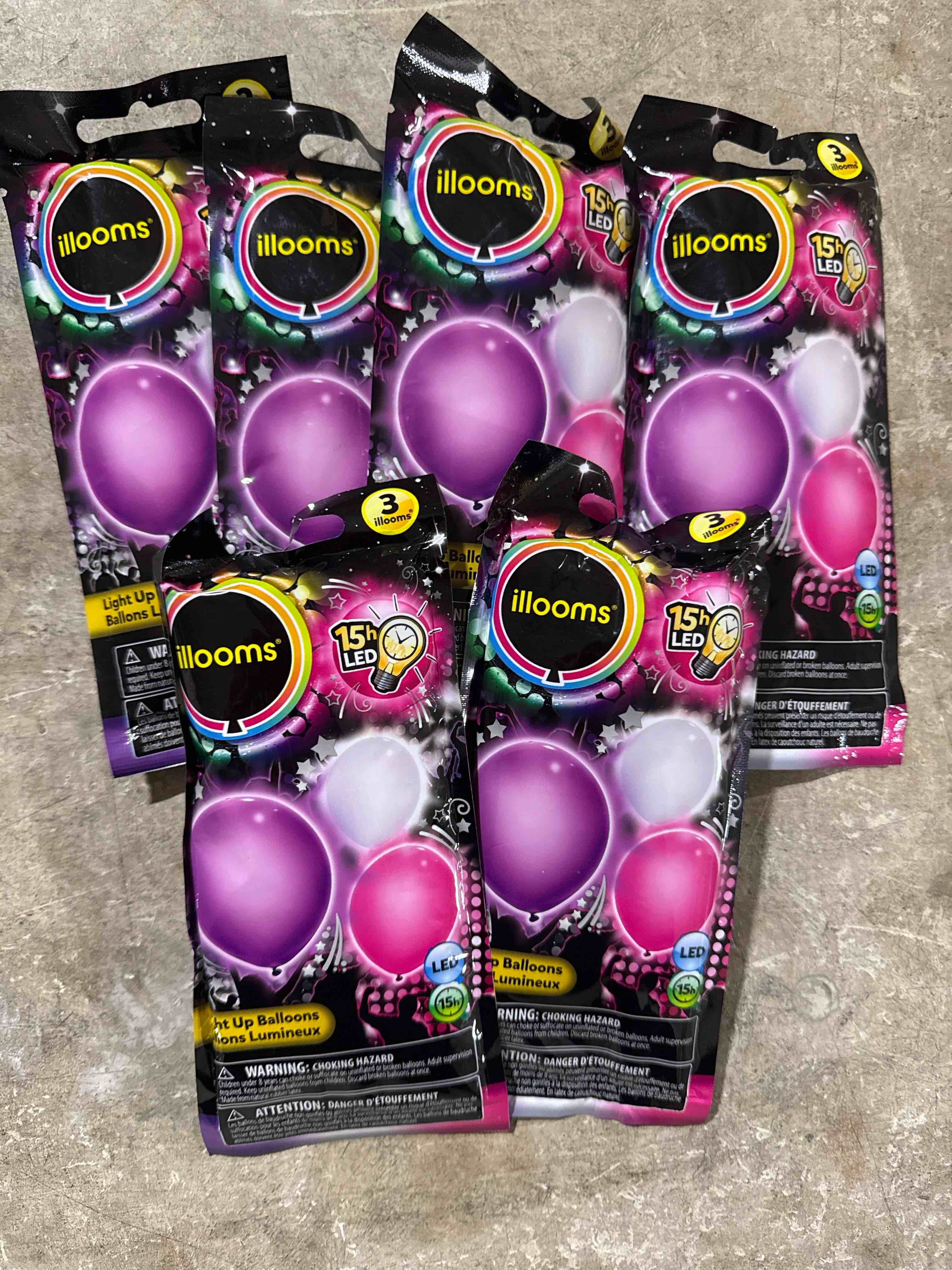Condition photo showing Brand New for 6-Pack Illooms Light Up Balloons LED 15 Hrs 3ct 