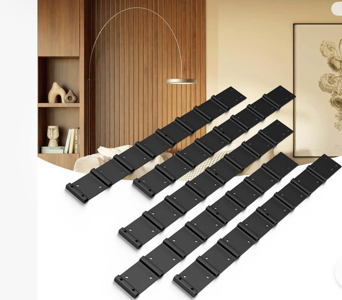 Ash Harbor 5 Count Black Steel Wall Mount Brackets for Custom Wood Slat Panels - Rustproof, Modular, Acoustic Panels