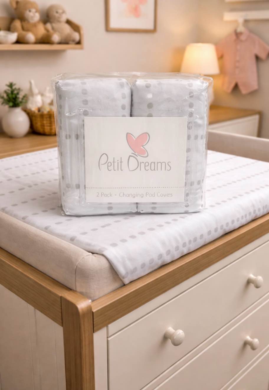 petit dreams 2 pack changing pad cover grey grid lines
