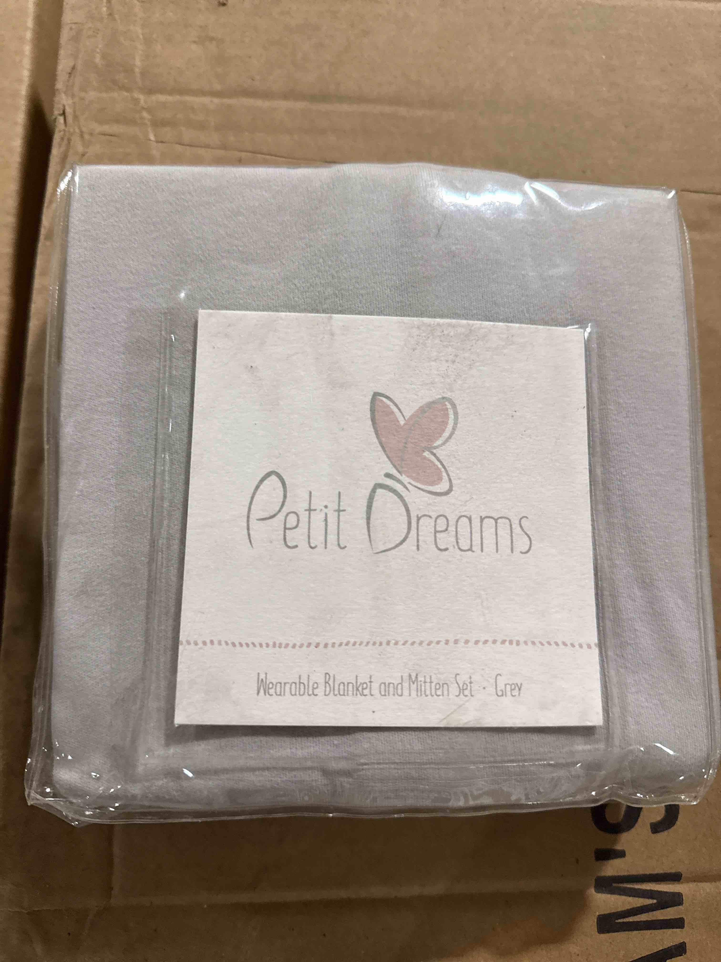 Condition photo showing New/Like New for Petit Classics  1 Pack Baby Wearable Blanket and Mittens Set  100% Cotton - Solid Grey 