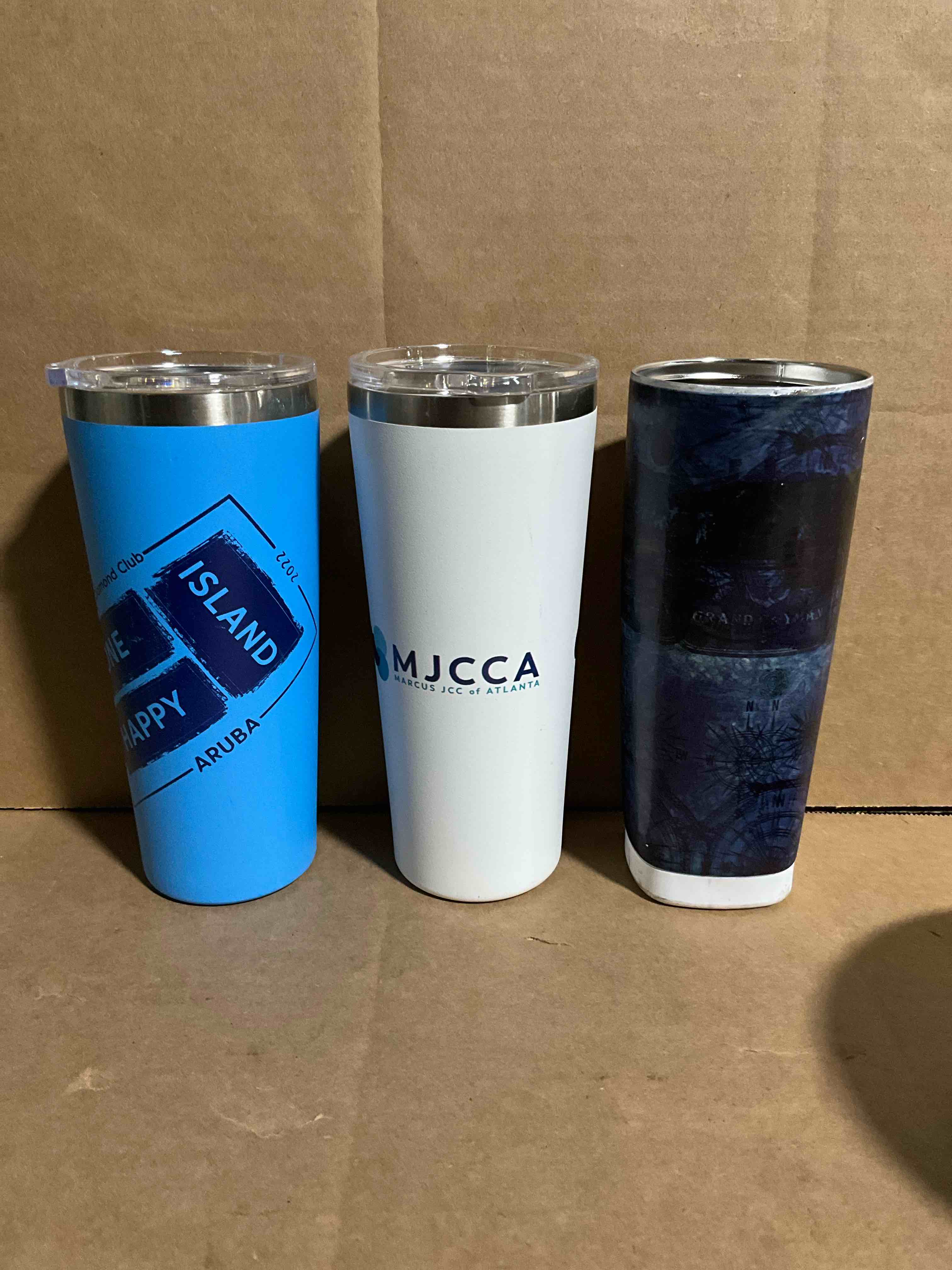 3 pack of assorted stainless steel tumblers