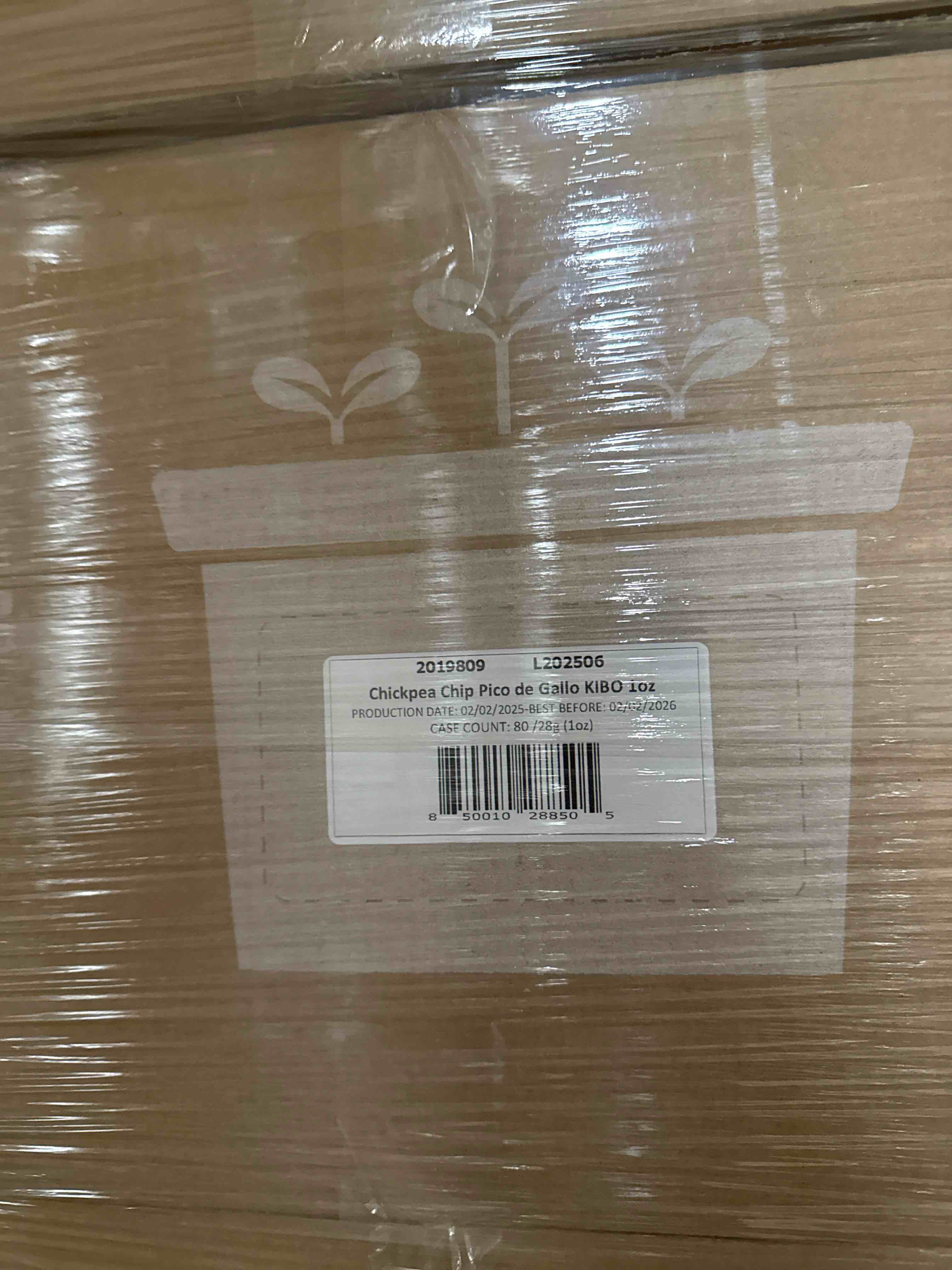 Condition photo showing New/Like New for Case of 80 Kibo Chickpea Pico de Gallo Chips 1oz (BB 2/02/26)