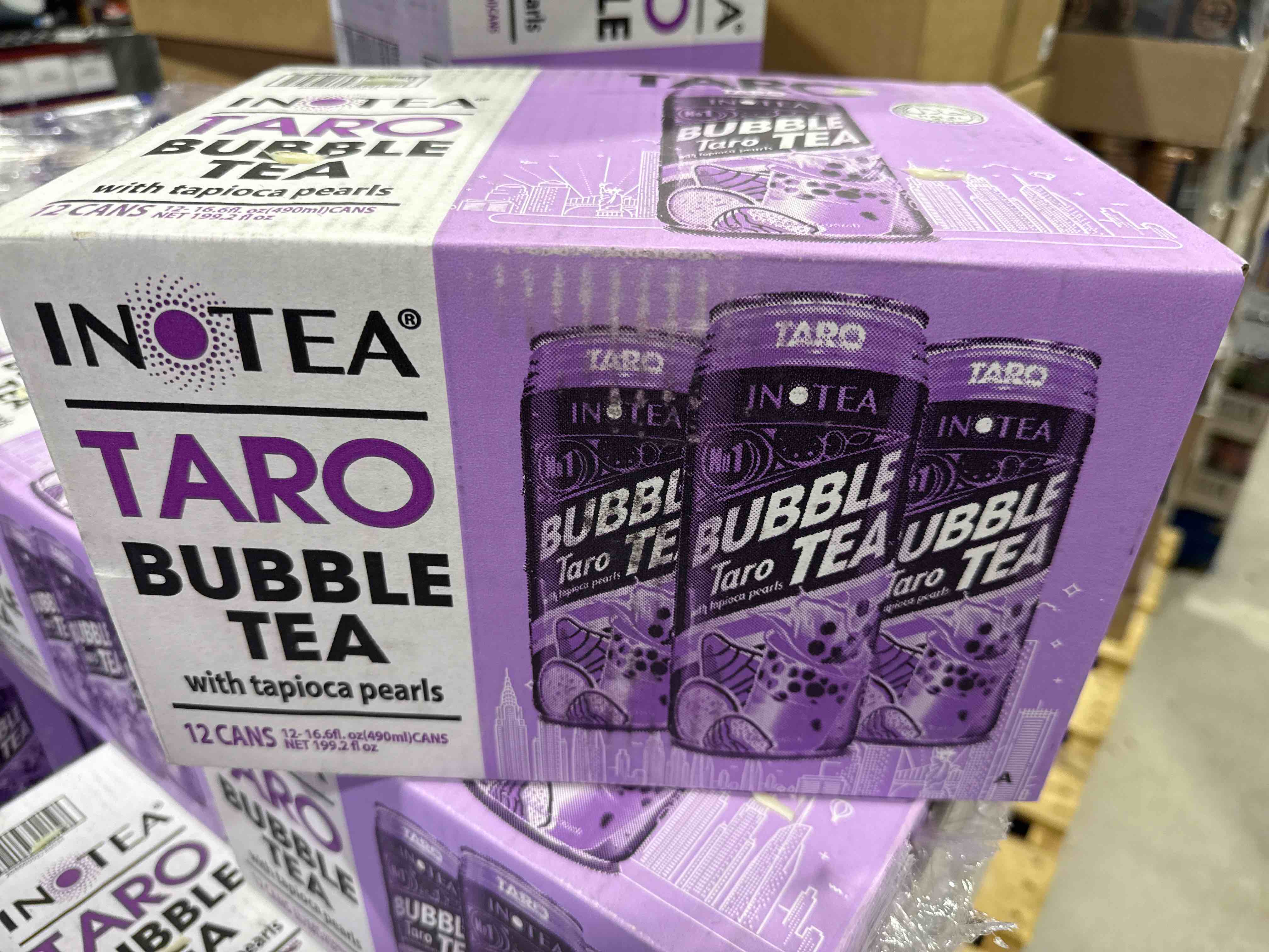 Inotea, Bubble Milk Tea Taro With Tapioca Pearls, 16.6 Oz (Case Of 12) BB 7.22.25 
