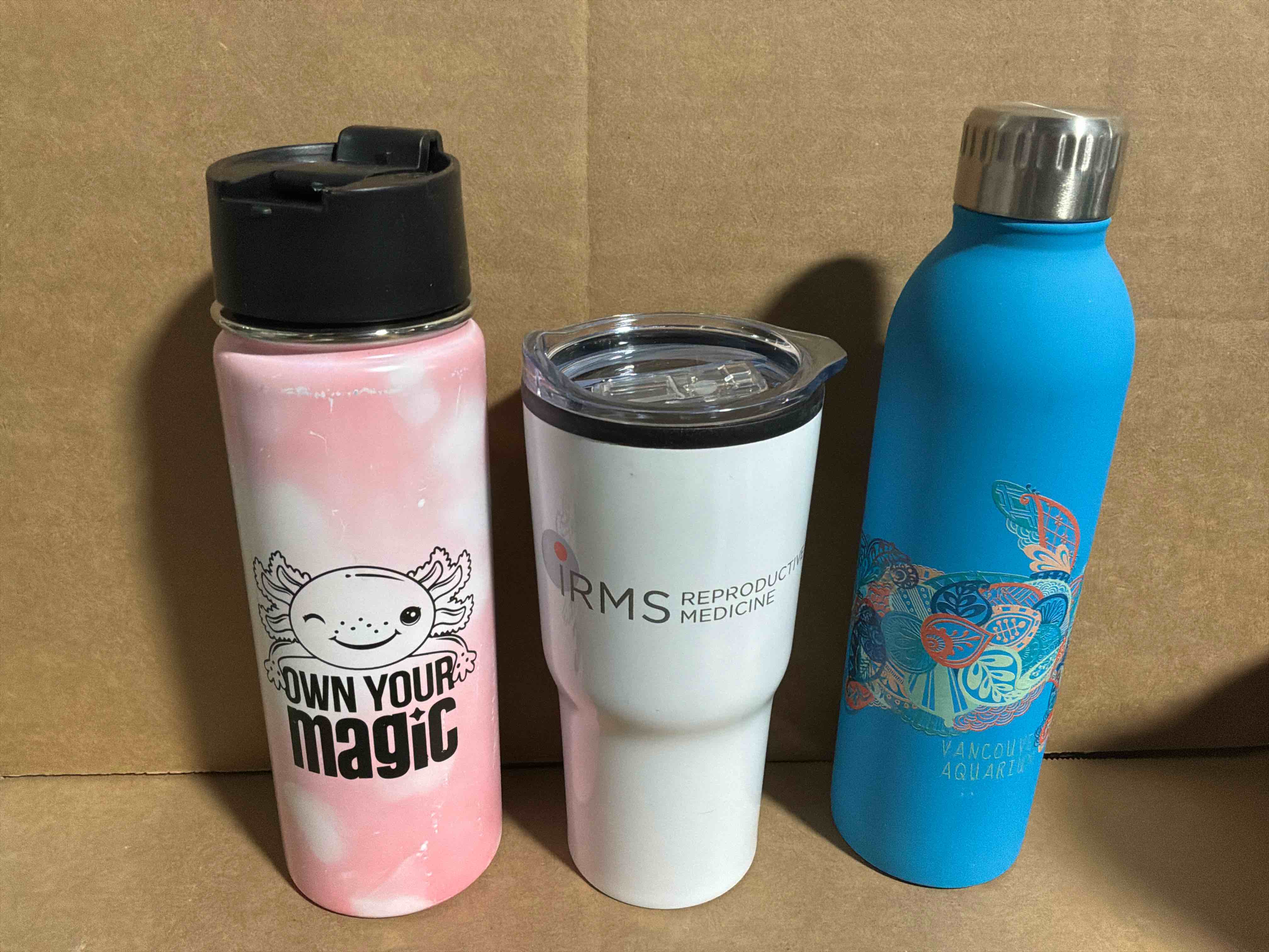 3 pack of assorted stainless steel tumblers