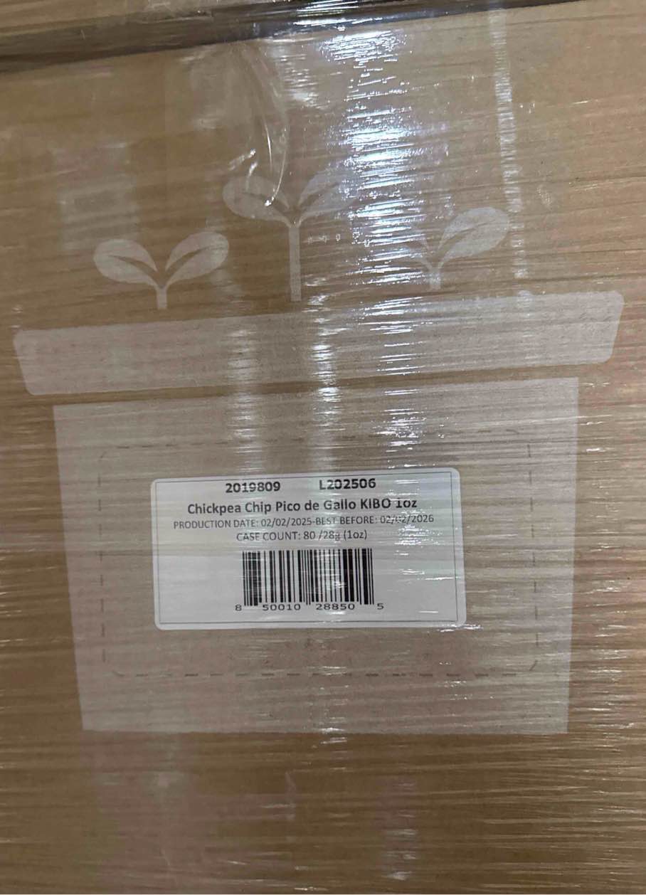 Condition photo showing New/Like New for Case of 80 Kibo Chickpea Pico de Gallo Chips 1oz 