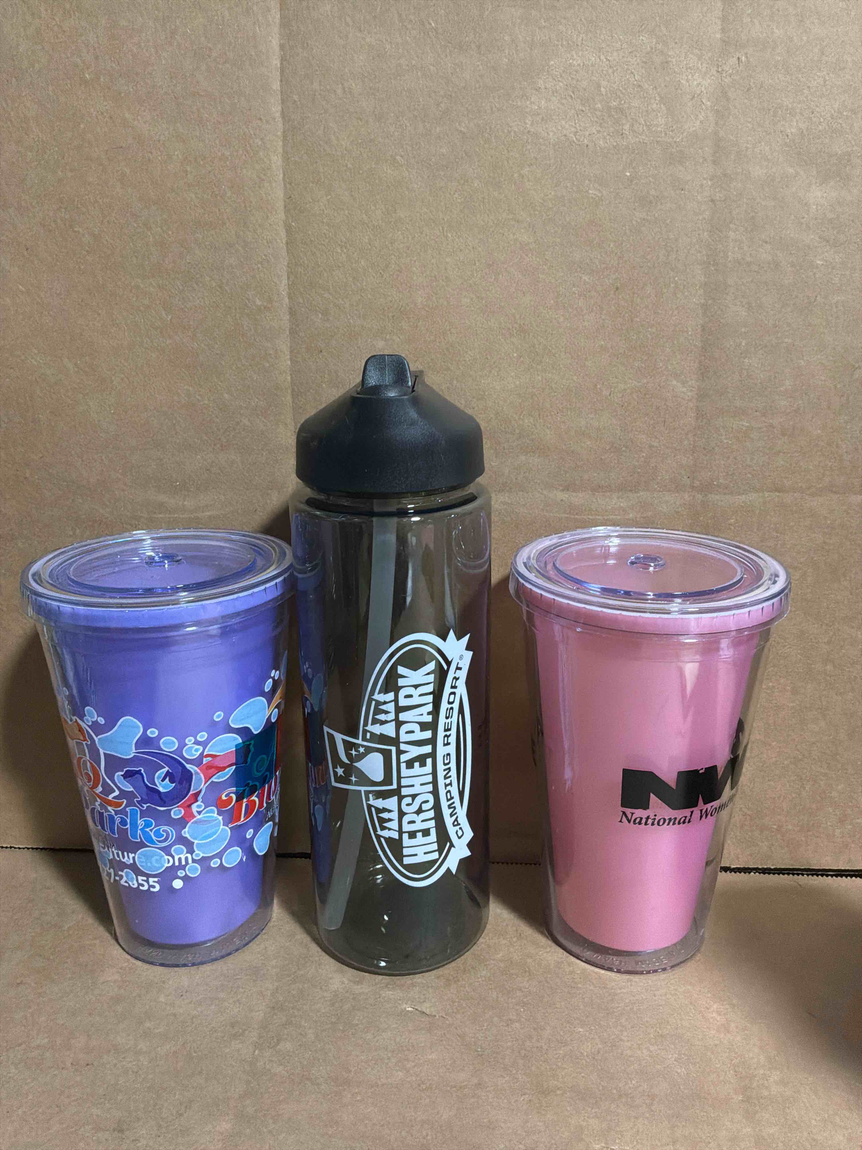 Condition photo showing New/Like New for 3 pack of assorted plastic tumblers
