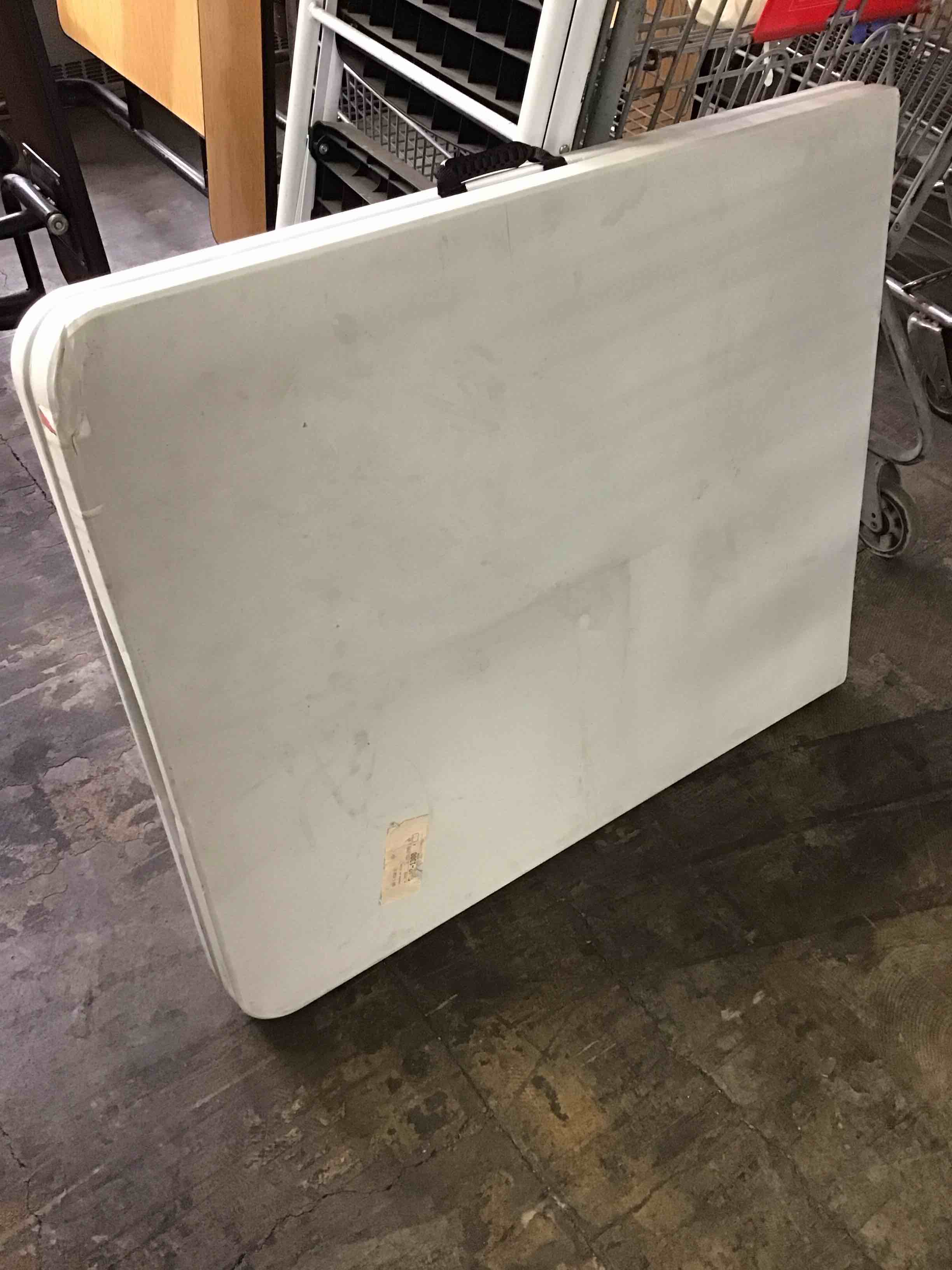 Condition photo showing As Is for 8ft Portable Folding Table Plastic Indoor Outdoor Picnic Party Camp Dining Table with Handle, White