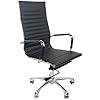 High Executive Chair with Ribbed Faux Leather, Ergonomic Office Chair, Hotel Work Chair, Height Adjustable Leather Swivel Chairs, Conference Room Chair with